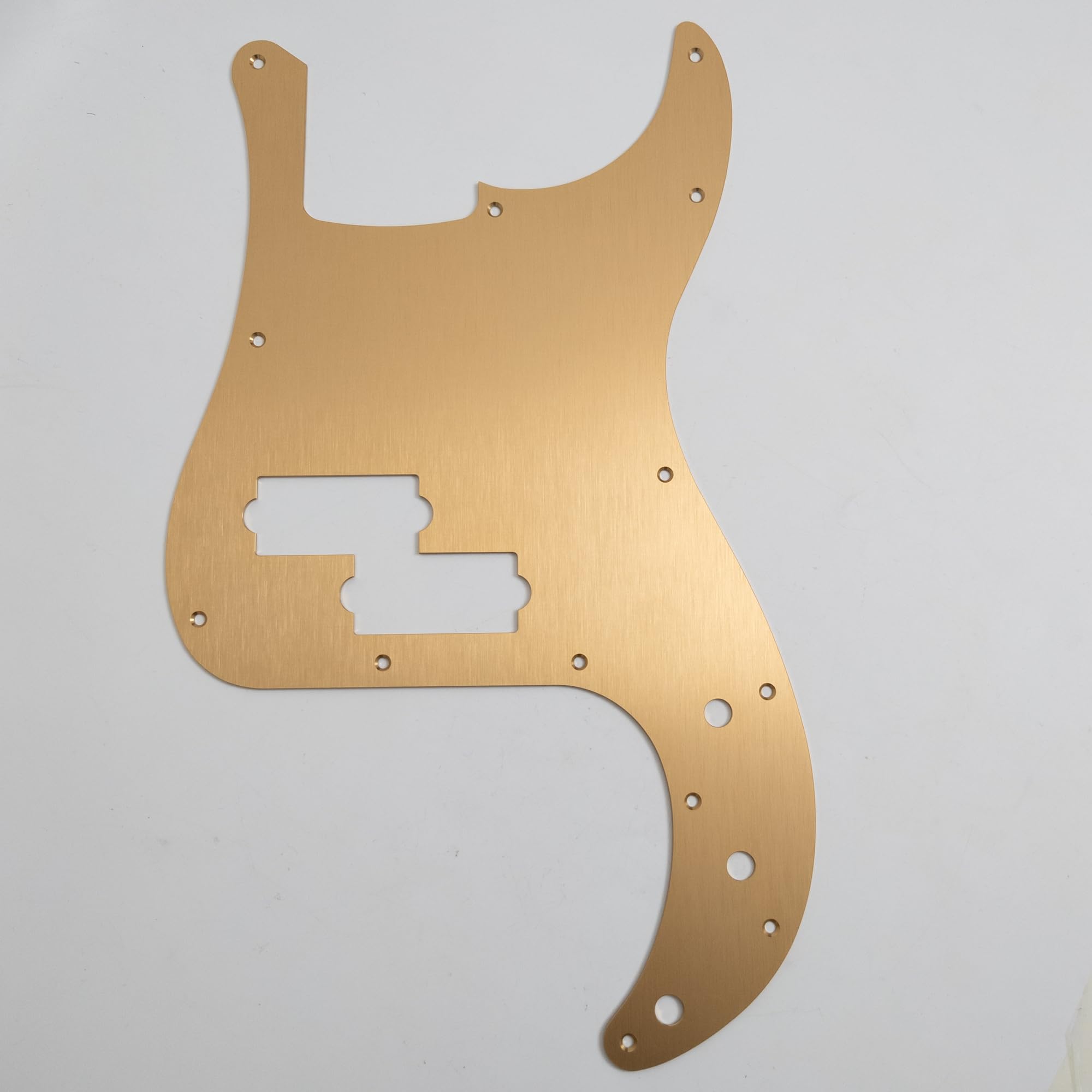 13 Hole Electric Bass Guitar Pickguard Brushed Aluminum Anodized For Fender Precision Bass PB Bass Scratch Plate Modern Style for US/Mexico Made Standard P Bass Guitar Parts (Gold)