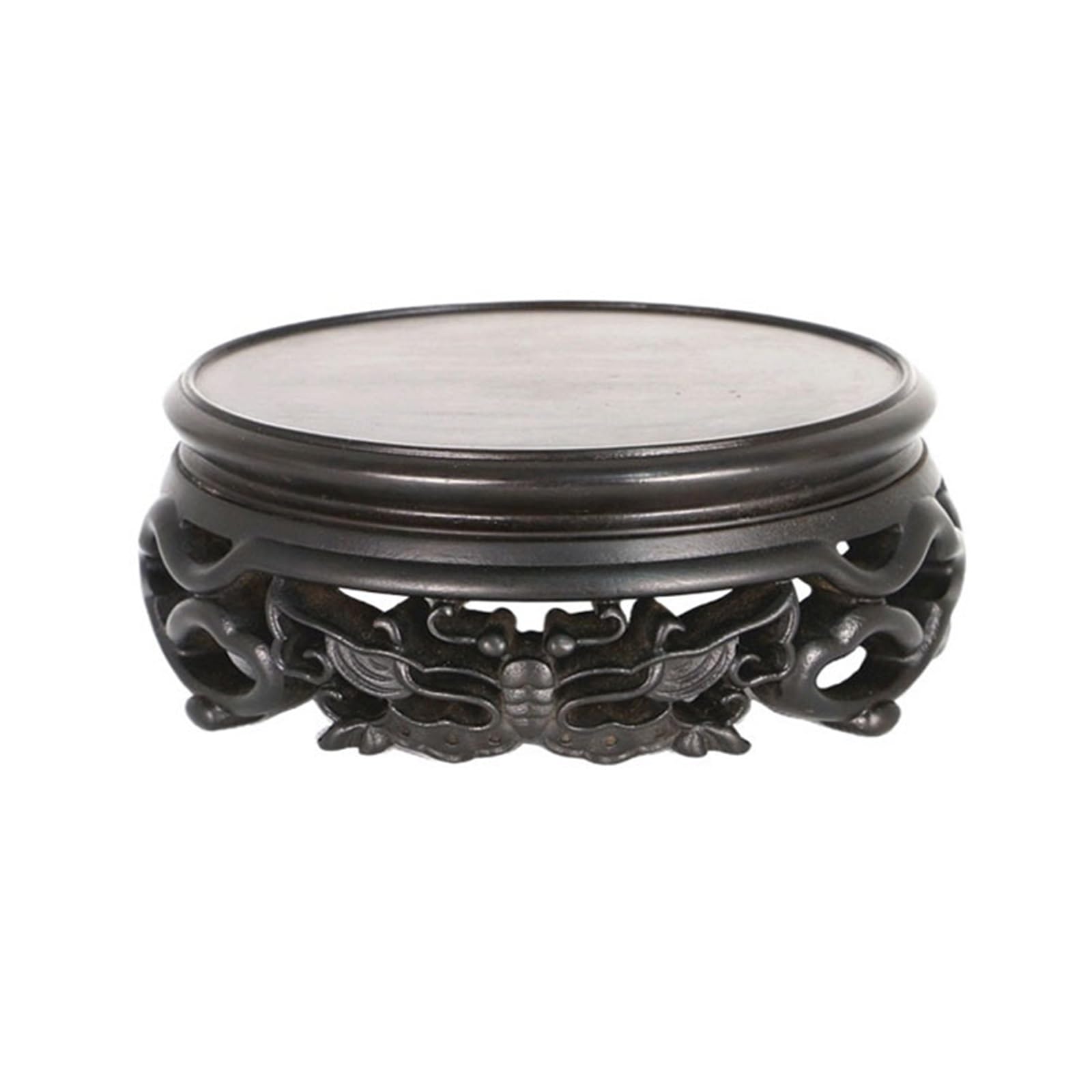 ZENY896V Home Retro Openwork Carving Display Base Bonsai Craft Wood Decor Pedestal Decor(Large)