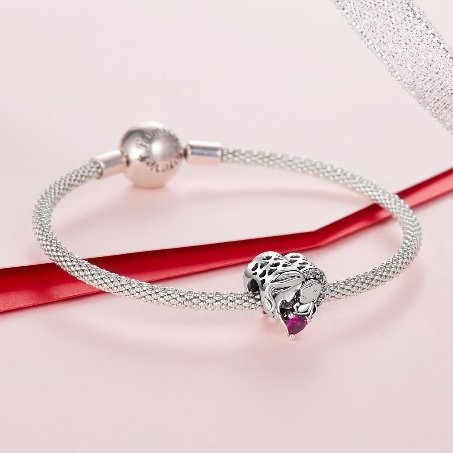 Colgante de plata de ley 925 con diseño de madre e hijo, ideal para cumpleaños, día de la madre, circonita cúbica