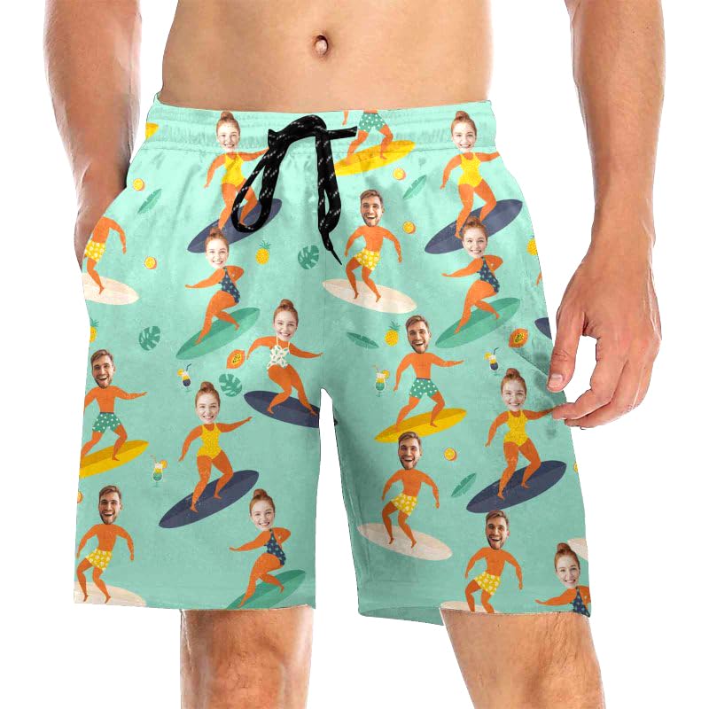 Personalized Face Swim Trunks Custom Face Men Swim Short Funny Beach Shorts for Men Gift for Dad Boyfriend Husband