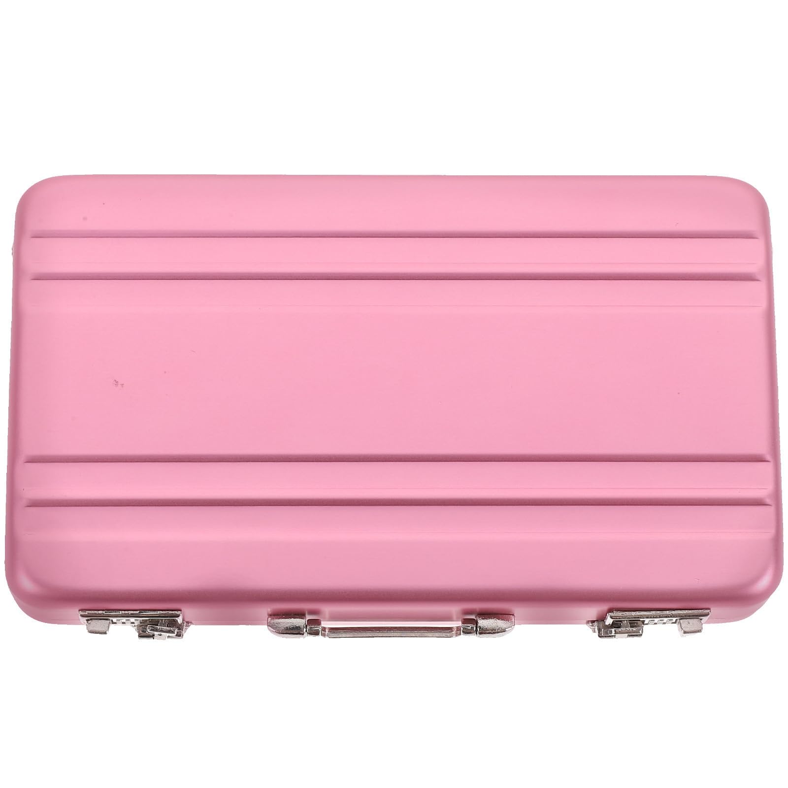 Mini Briefcase Business Card Holder, Portable Suitcase Shape Aluminum Business Card Case for Office Meeting, Professional Image, Pink 3. 89 X 2. 55 X 0. 59 Inches