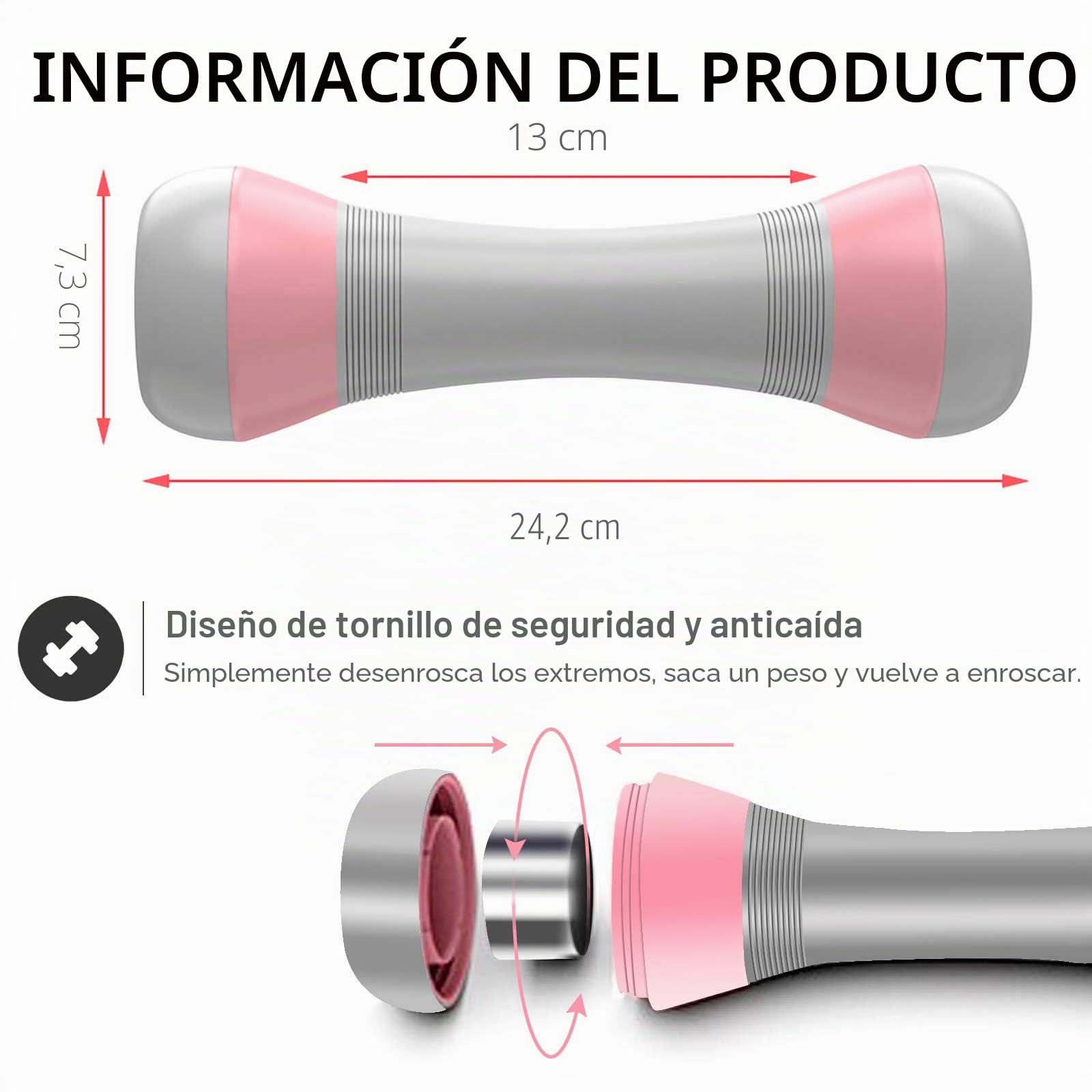 Mancuernas Ajustables 2 x 2 kg/2 x 5 kg, 5 en 1, Pesas Ajustables para Hombre y Mujer, Mango de Neopreno Antideslizante para Fitness, Gimnasio, Pilates, Entrenamiento Muscular