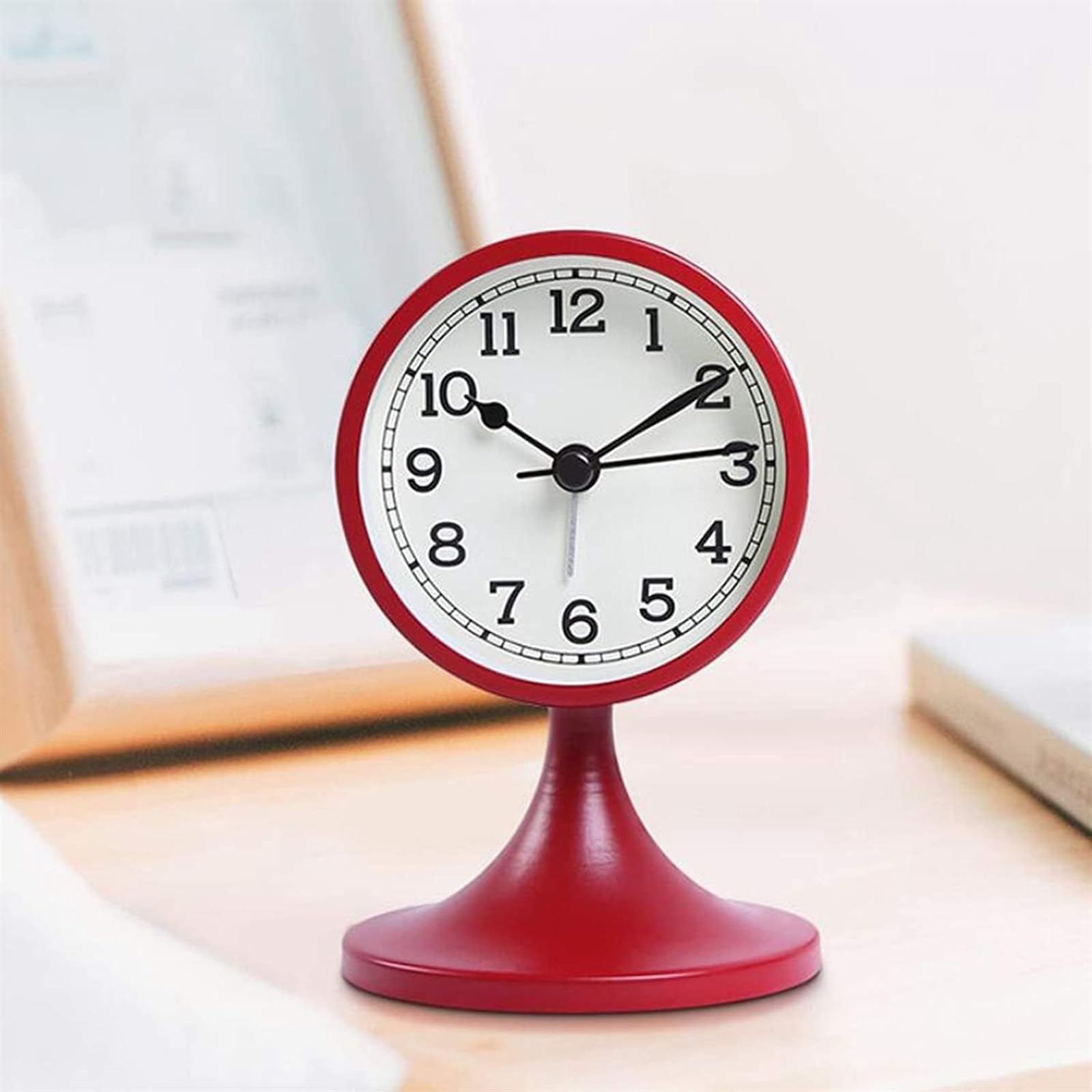 Relojes de sobremesa para Sala de Estar Reloj Despertador silencioso Redondo Retro Que no Hace tictac Reloj de Escritorio con Pilas para Chimenea Repisa Escritorio de Oficina Estan