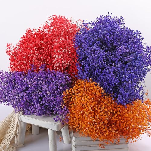 Ramo de flores secas Babys Breath 17 pulgadas naranja miniatura 6