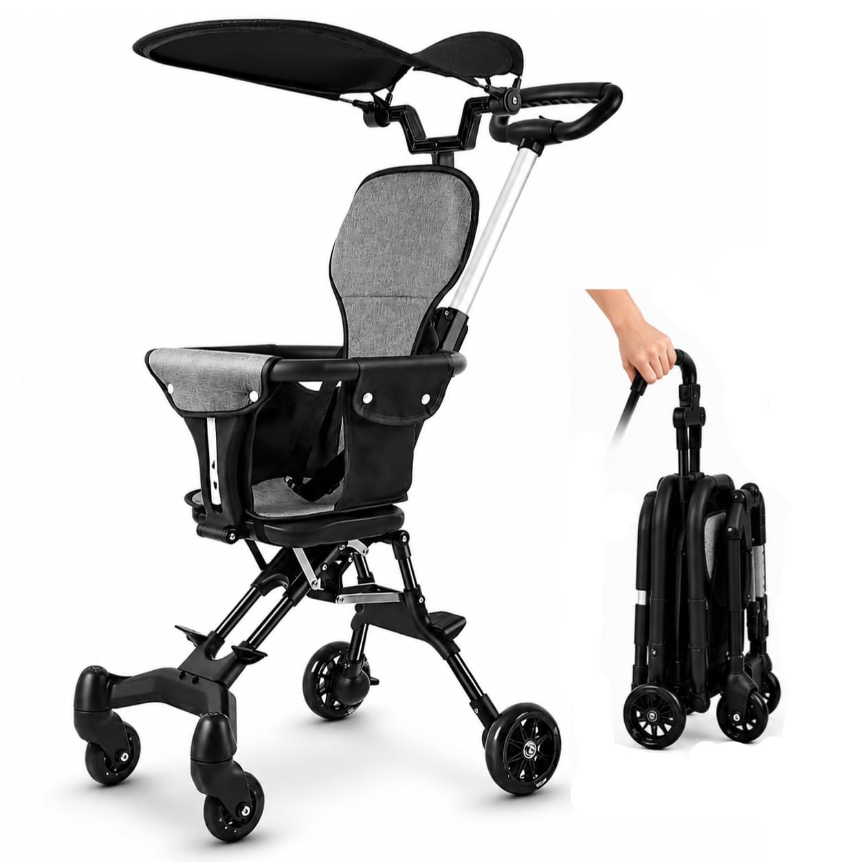 Scizor Travel Baby Stroller Lightweight Compact Foldable Design, 360° Rotating Seat, Adjustable Handle, Soft Ride Wheels, Portable Pushchair for Indoor & Outdoor Use-image-17