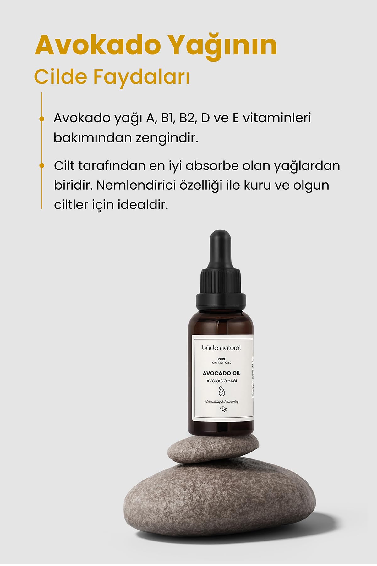 Bade Natural Avokado Yağı Soğuk Sıkım%100 Saf 30 ml