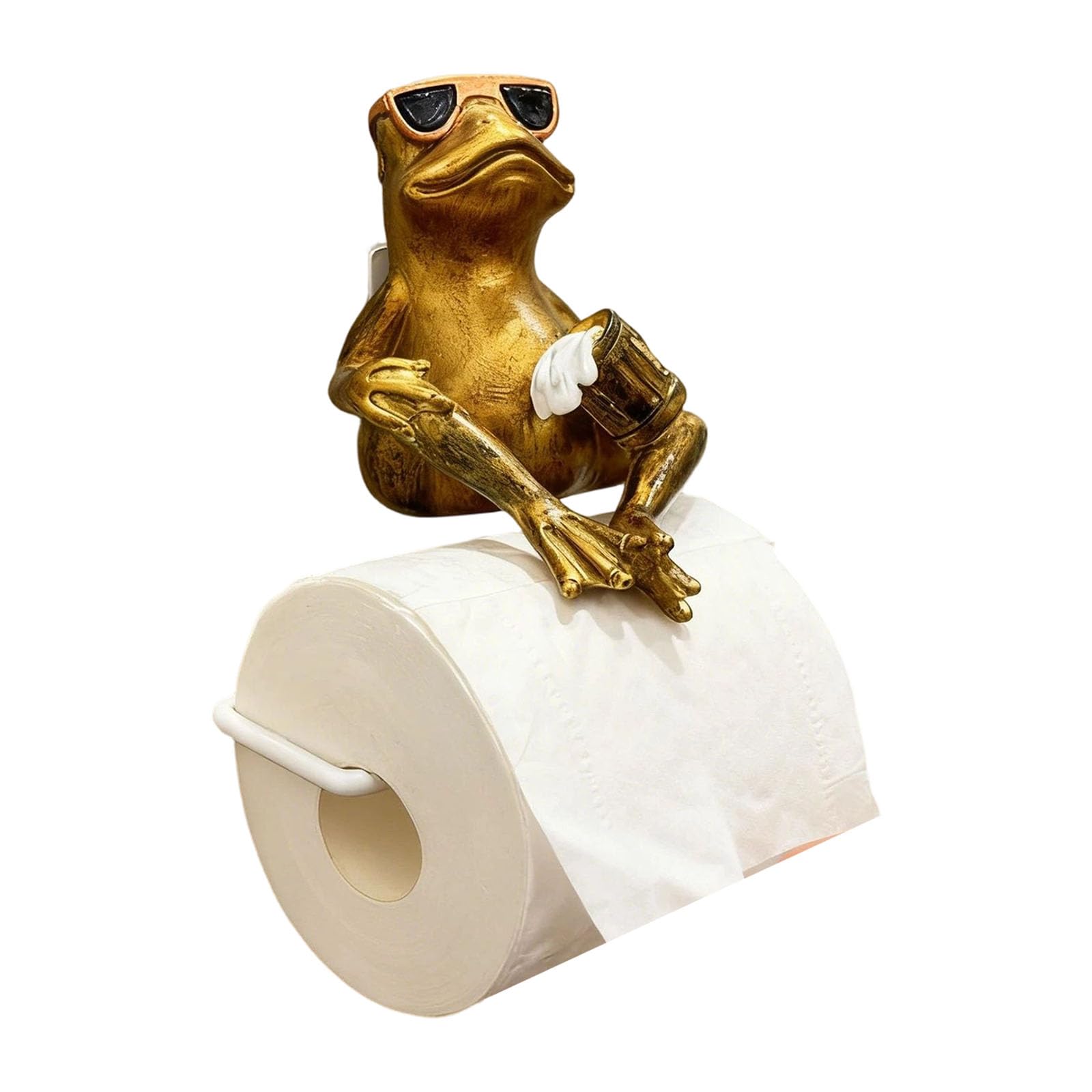 HENYGEN Frogs Shaped Ornament Resin Tissue Holder with Sunglasses for Kitchen Desk Decoration Napkin Dispenser Animal Molded Tissue Dispenser