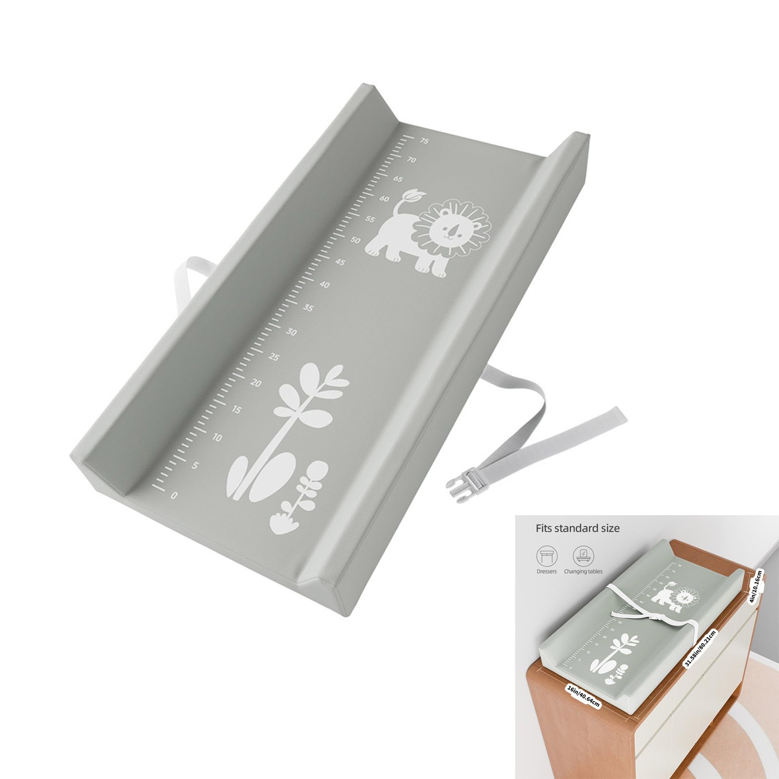 Funda impermeable para cambiador con diseño de leones con correas elásticas para protección contra fugas y funda cómoda para bebé para pañales