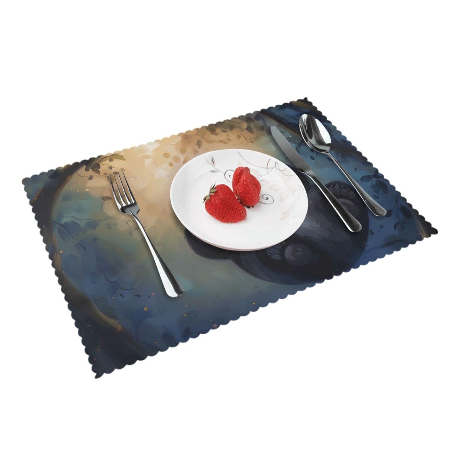 Panda Printed Placemat Heat Resistant Place Mats Set of 4 PCS Washable Kitchen Table Mats, 12x18 Inch