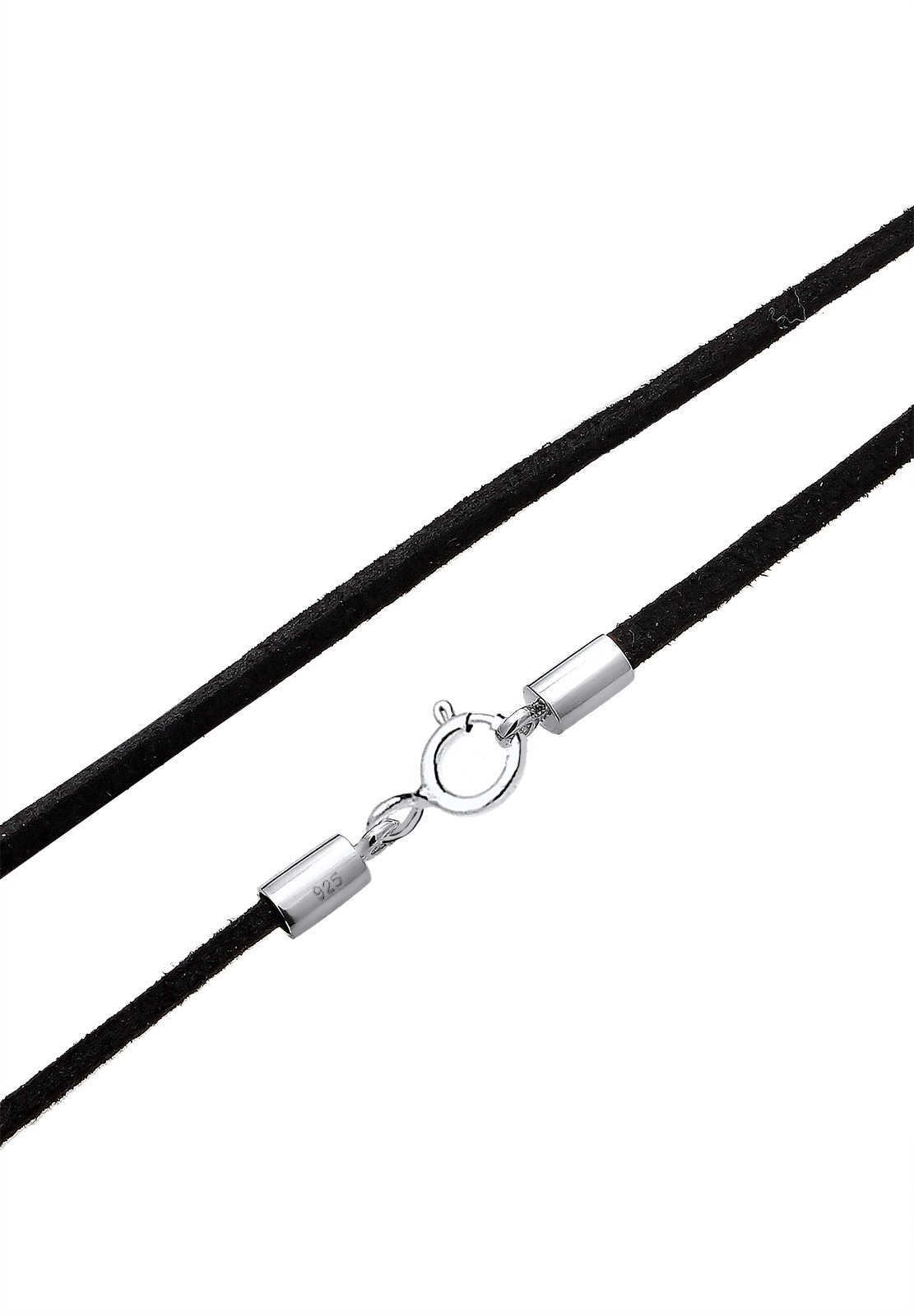 Elli Naszyjnik damski typu choker Basic Trend ze skóry welurowej czarny ze srebra wysokiej próby 925, 36, Srebro szterlingowe, Bez kamieni szlachetnych