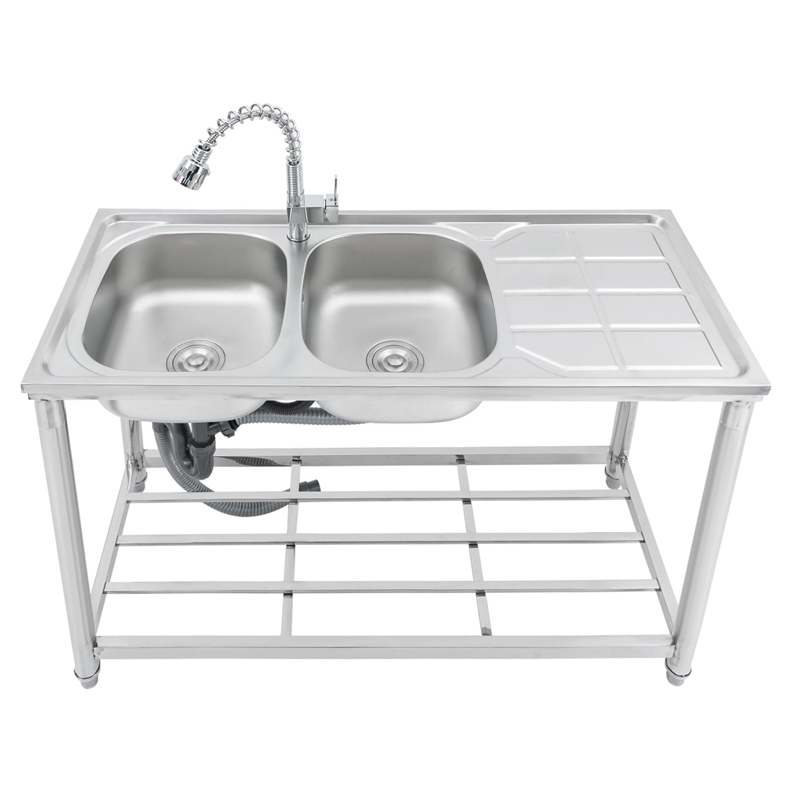 Lavabo Doppio In Acciaio Inox 304 - 2 Vasche Con Scarico - Nero - Per Cucina - Foto 2