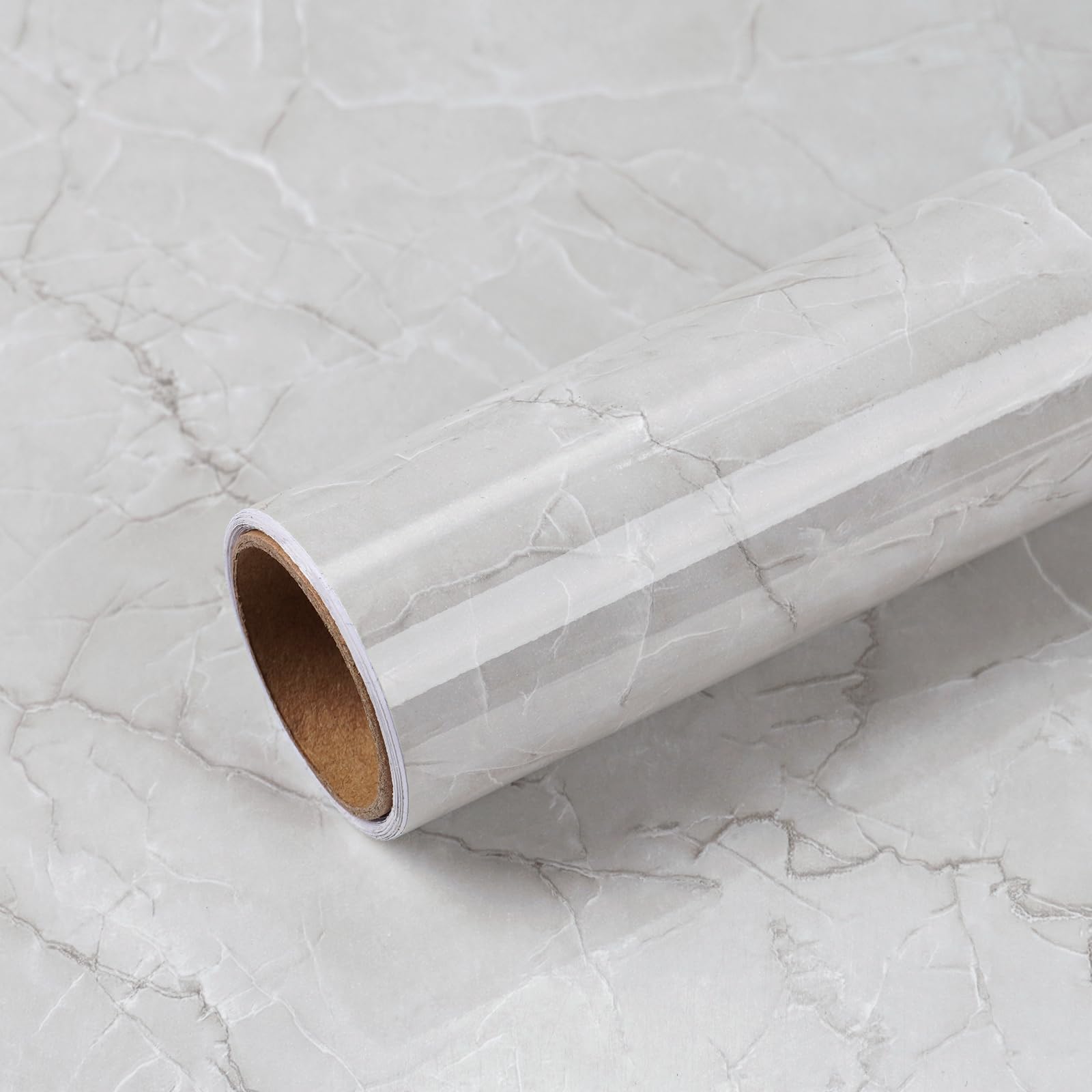 VEELIKE Papel Pintado Marmol Gris Blanco Brillante 81 cm×300 cm Vinilo Marmol Gris Claro Papel Pintado Autoadhesivo Pared Baño Vinilo para Encimera de Cocina Revestimiento Pared Salon Extraíble