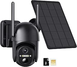 Ebitcam 4G LTE Cellular Security Camera Includes SD&SIM Card(Verizon/AT&T/T-Mobile), Solar Outdoor Cameras Work No WiFi, 2K Live Video, 360° Full View, Color Night Vision, Motion&Siren Alert, Playback asin的图片