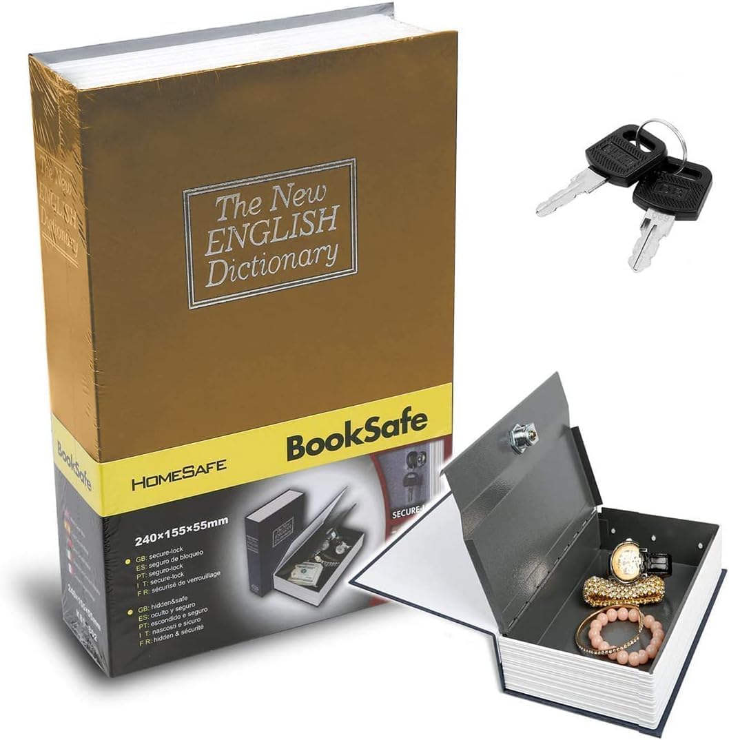 Hidden Secret Book Safe Storage Box Cash and Jewellery Locker with 2 Keys for Home & Office Black - Extra Large-image-48