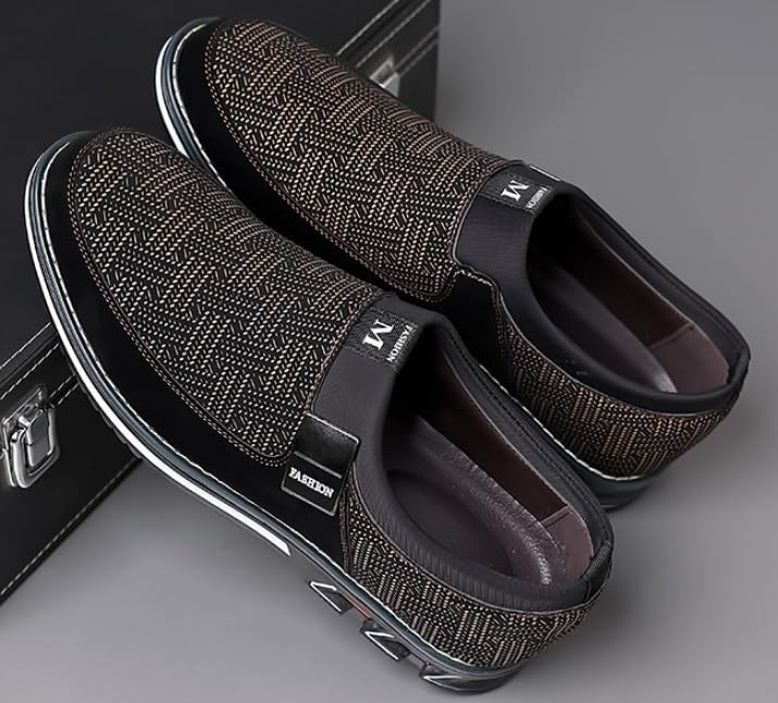 Men's Fashionable Loafers Leather Shoes Casual Flats Outdoor Walking Shoes Slip On Comfortable Round Toe Oxfords Shoes for Men2