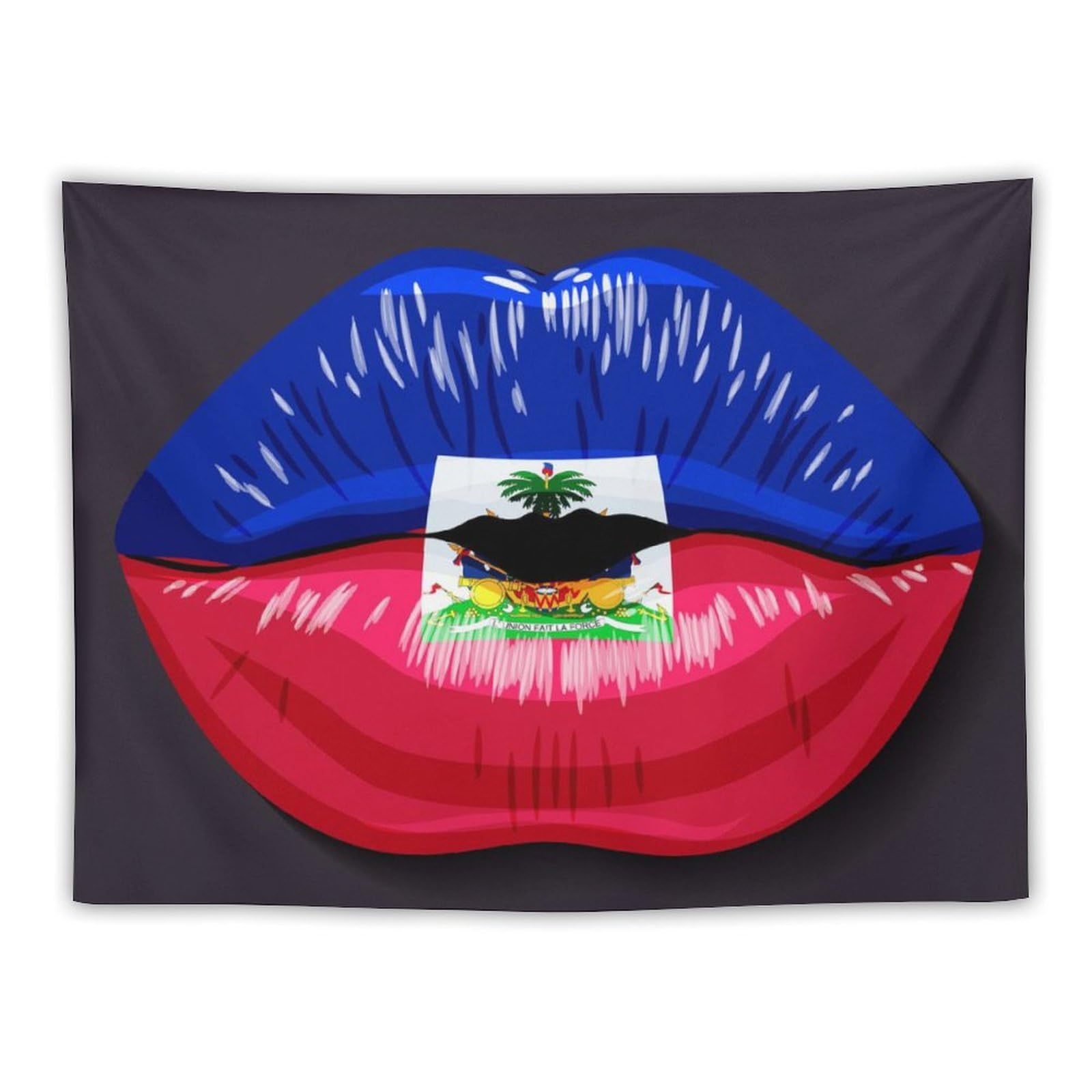 XingFox Haiti Flag Lips Tapestry Wall Hanging, National Flag Art Wall Decoration Tapestry, For Bedroom Living Room Dorm Home Decoration, 30"x40"