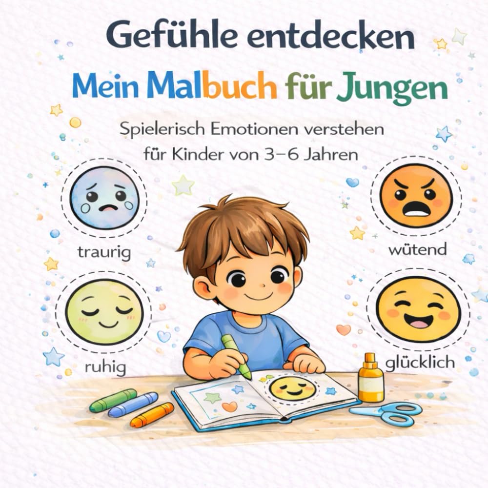 Gefühle entdecken – Mein Malbuch, Spielerisch Emotionen verstehen für Kinder von 3–6 Jahren | Mal- und Mitmachbuch: Malen, fühlen und verstehen – Ein ... Mitmachbuch zur emotionalen Entwicklung