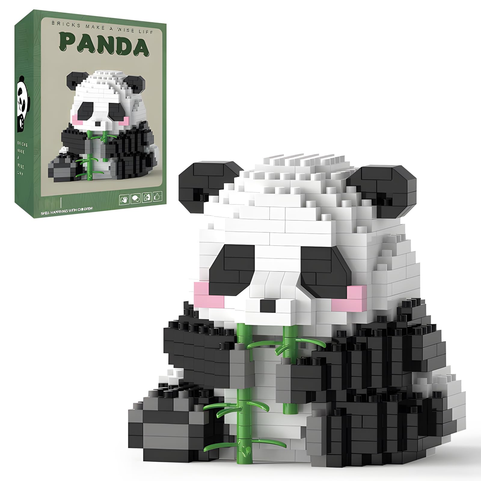 Finger Rock Creator Panda Bamboo Building Set, 504PCS Cute Panda Micro Bricks Building Kit, Party Favors for Adults Teens 14+