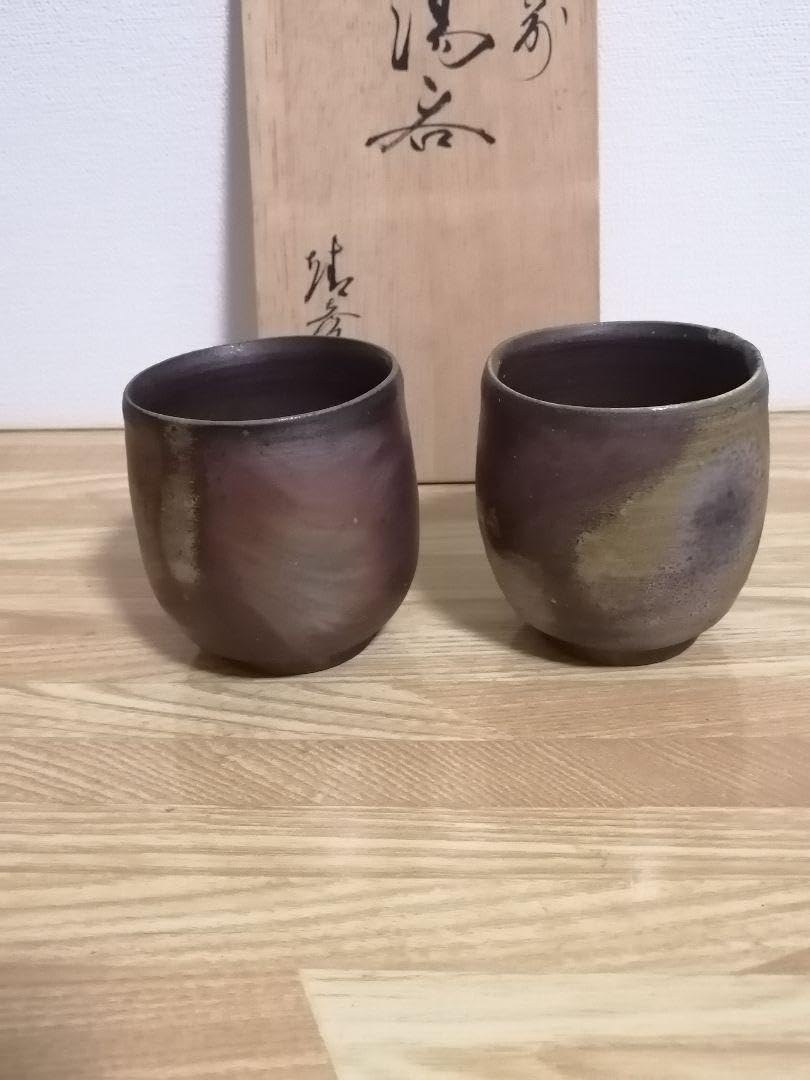 備前焼 ひだすき 陶器 湯飲み 2個セット 備前焼 ひだすき 陶器 湯飲み 2個セット 【公式通販】