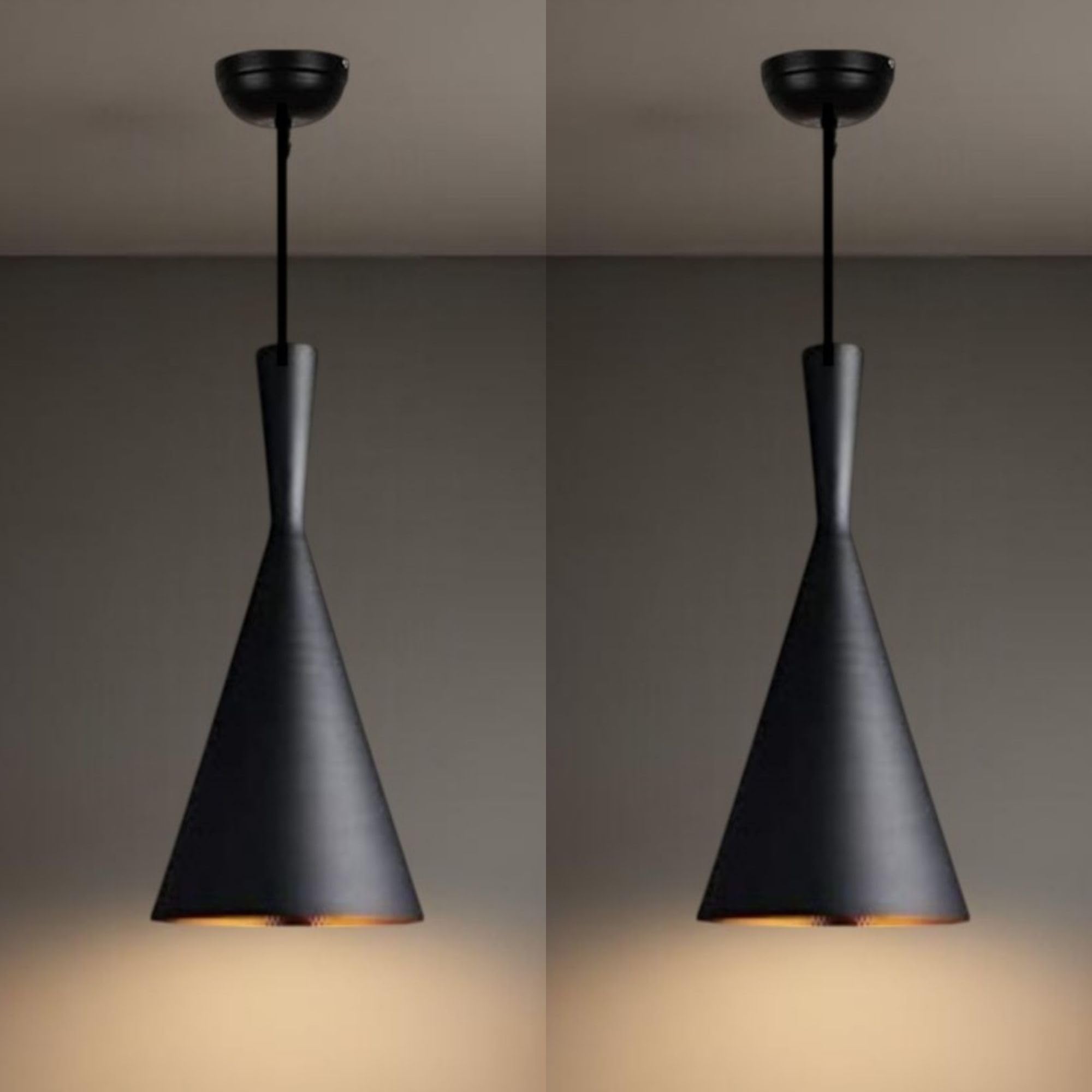 Keyplus Black Aluminium Hanging Pendant Light for Indoor, Modern Cone Design Ceiling Lamp for Kitchen, Dining, Living Room, (Big) Pack of 2-image-19
