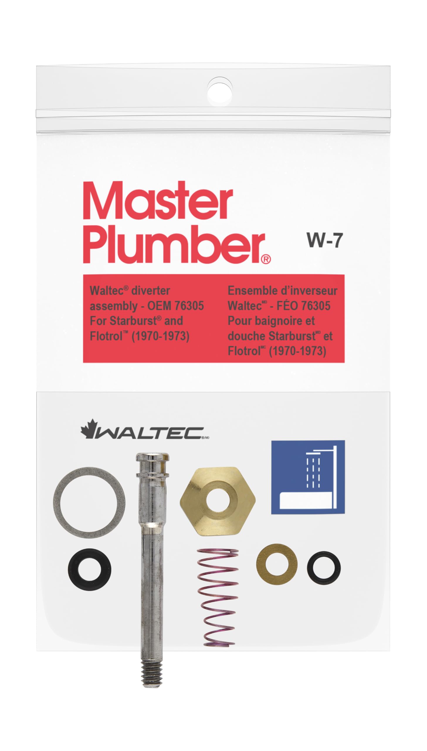 Master Plumber W-7, Shower Diverter Assembly, Waltec OEM W76305