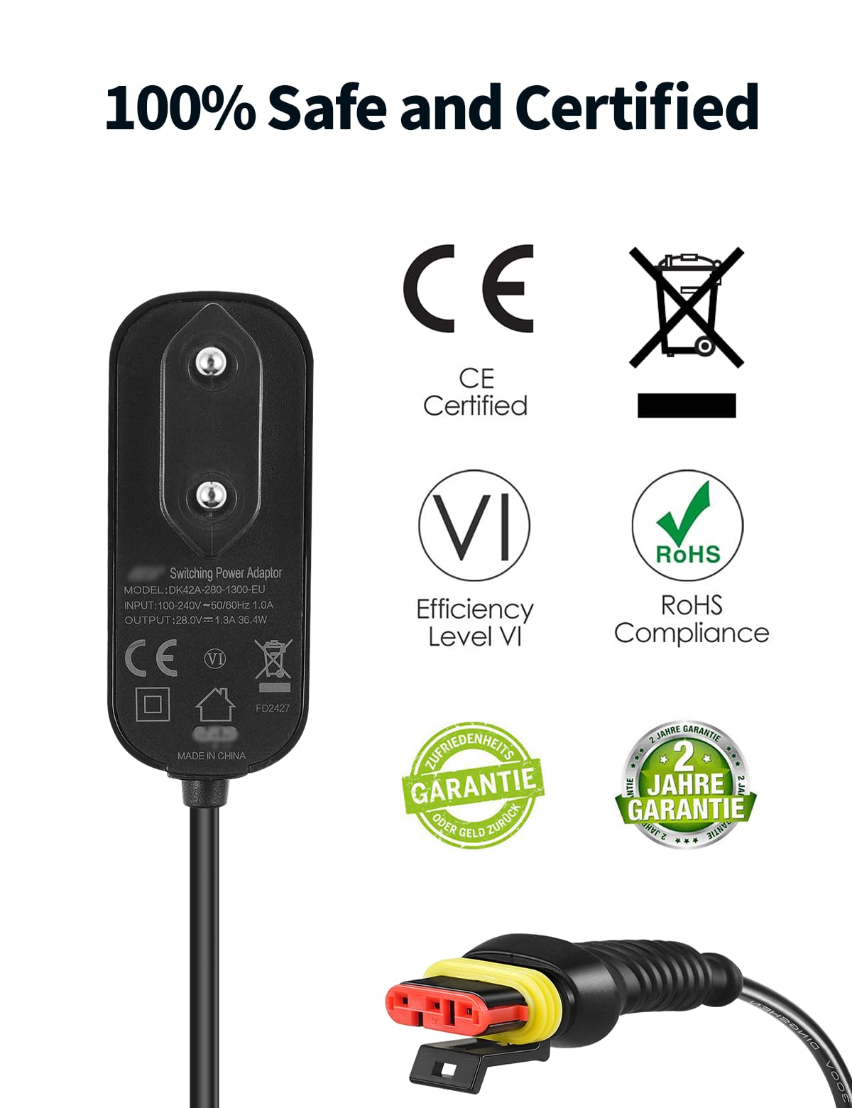 vhbw Voeding 28 V, compatibel met Gardena R50Li, R80Li, R40li, R45Li