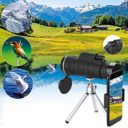 Yorten 40X60 Zoom Lens Optical Monocular Telescope Compass + Tripé + Clip Universal para telefone