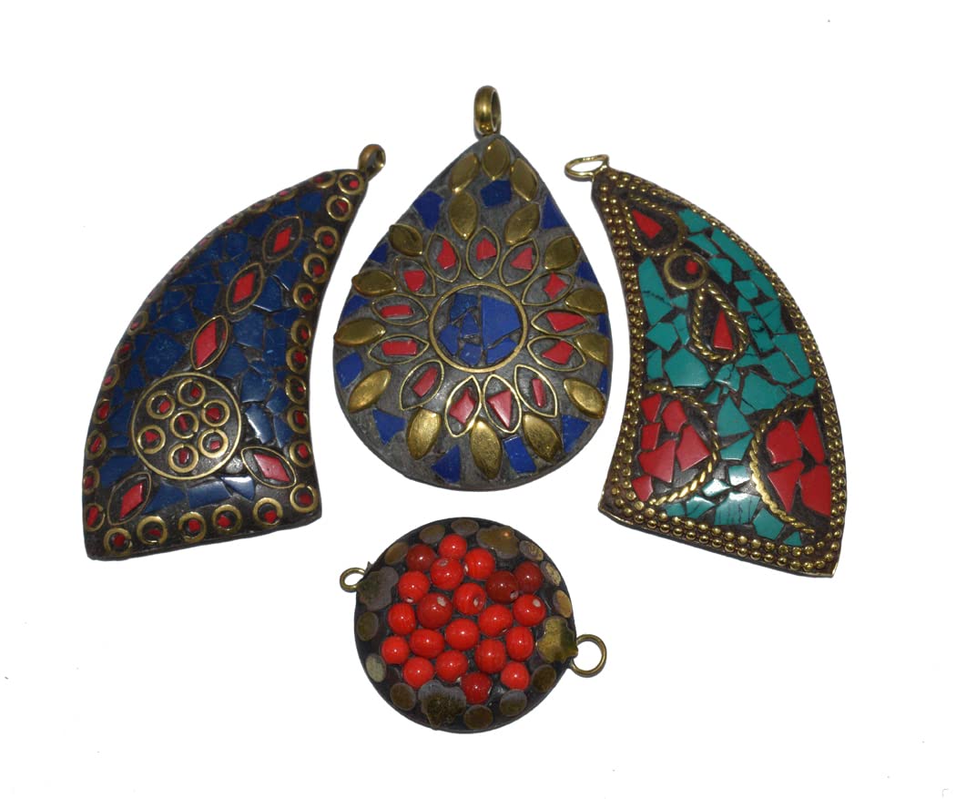 Beadwaala 4 Pcs Pack Random Mix Nepali Tibetan Style Metal Pendants New Trend for Jewellery Making (B0C1NX69F1) Amazon Price History, Amazon Price Tracker