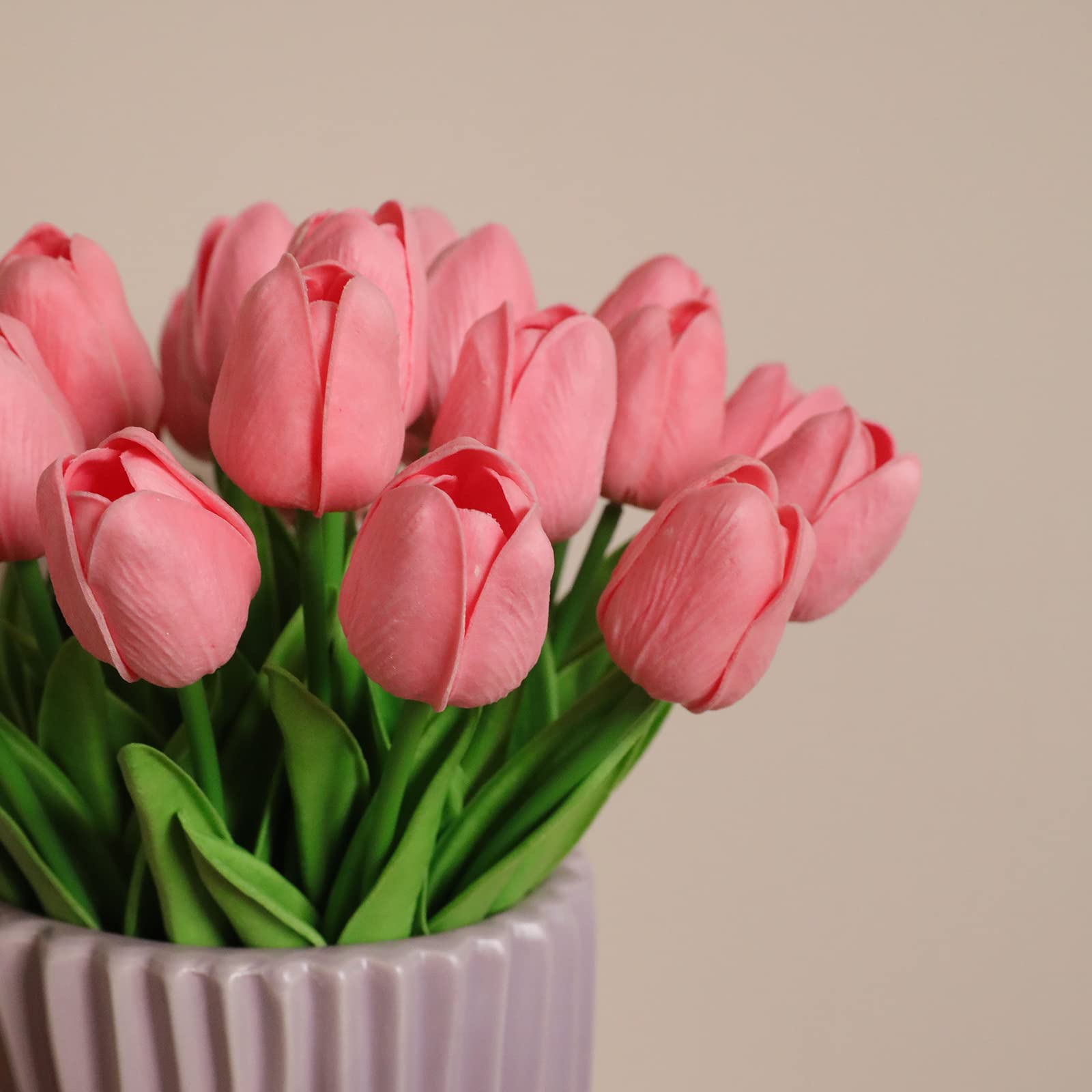 Amazon.co.jp: Rosscer 24個 ピンク 人工チューリップフラワー