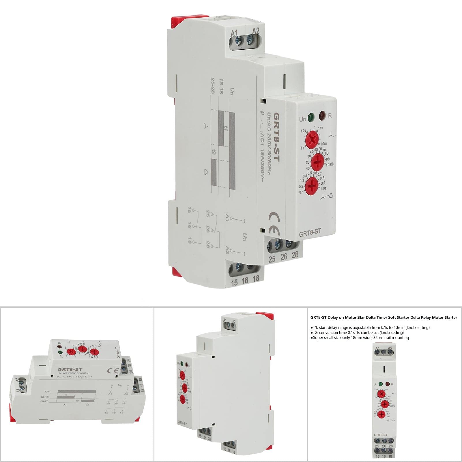 DEWIN Zeitrelais, GRT8-ST AC/DC12V~240V Relais Verzögerung am Motor Stern-Dreieck-Timer Softstarter Dreieck-Relais Motorstarter