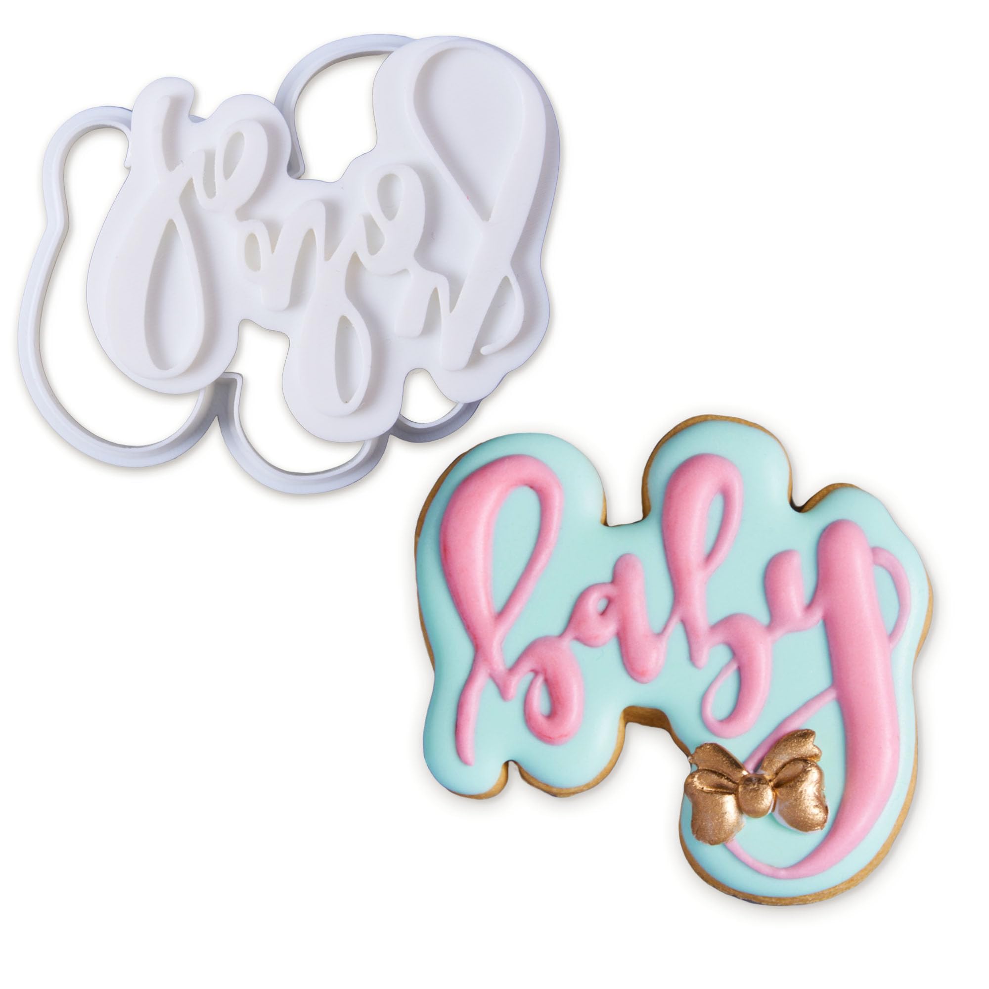 Mostop 3D Cookie Cutter with Baby Letter Stampers Baby Shower Cake Mold Fondant Decorating Tools DIY Mold for Sugar Craft Baking Mould Kids' Birthday Party Kitchen Tools