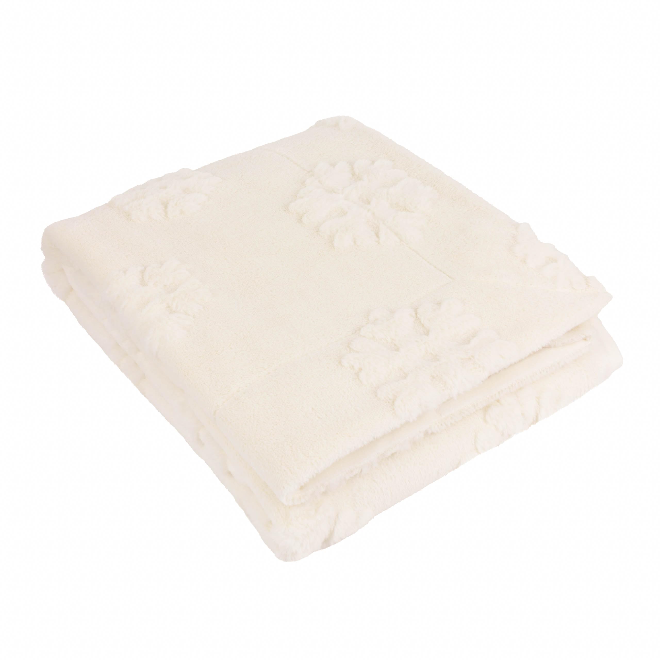 furn. Snowflakes Throw – Heavyweight Festive Winter Velvet Jacquard Blanket (Snow White - 150x200cm)