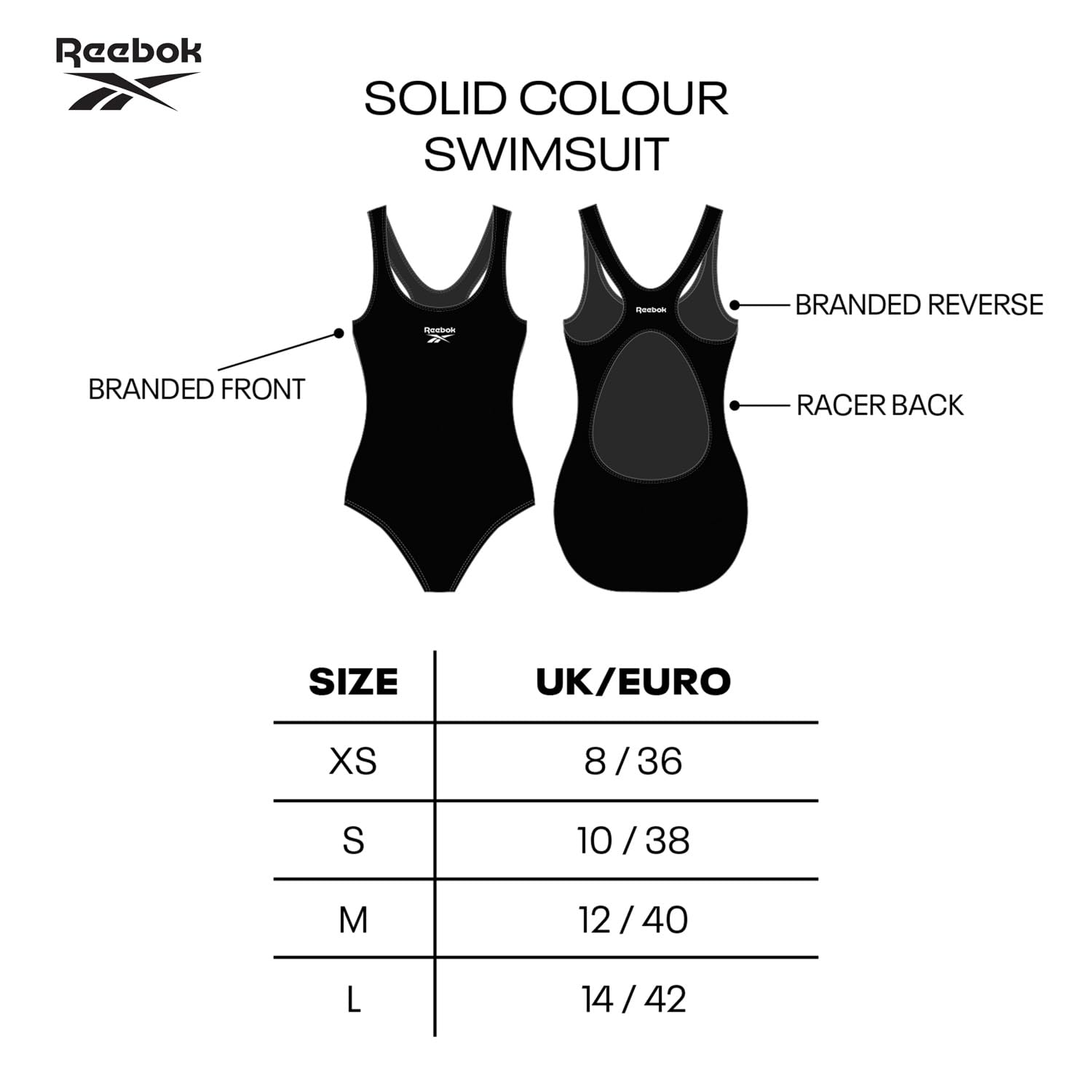 Reebok Women's One Piece Swimsuit Black