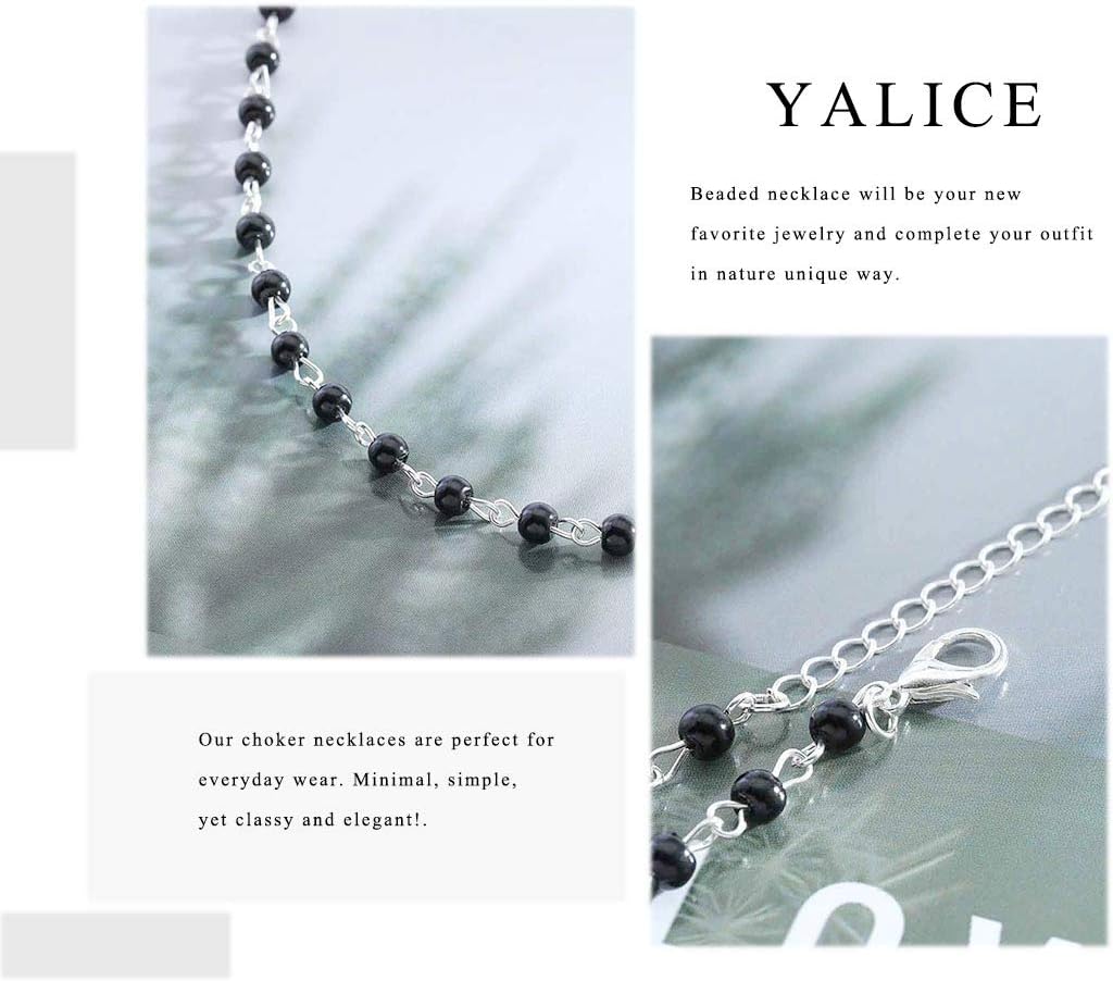 Yalice Beaded Choker Necklace Dainty Opal Birthstone Chokers Necklaces Jewelry for Women - Image 5