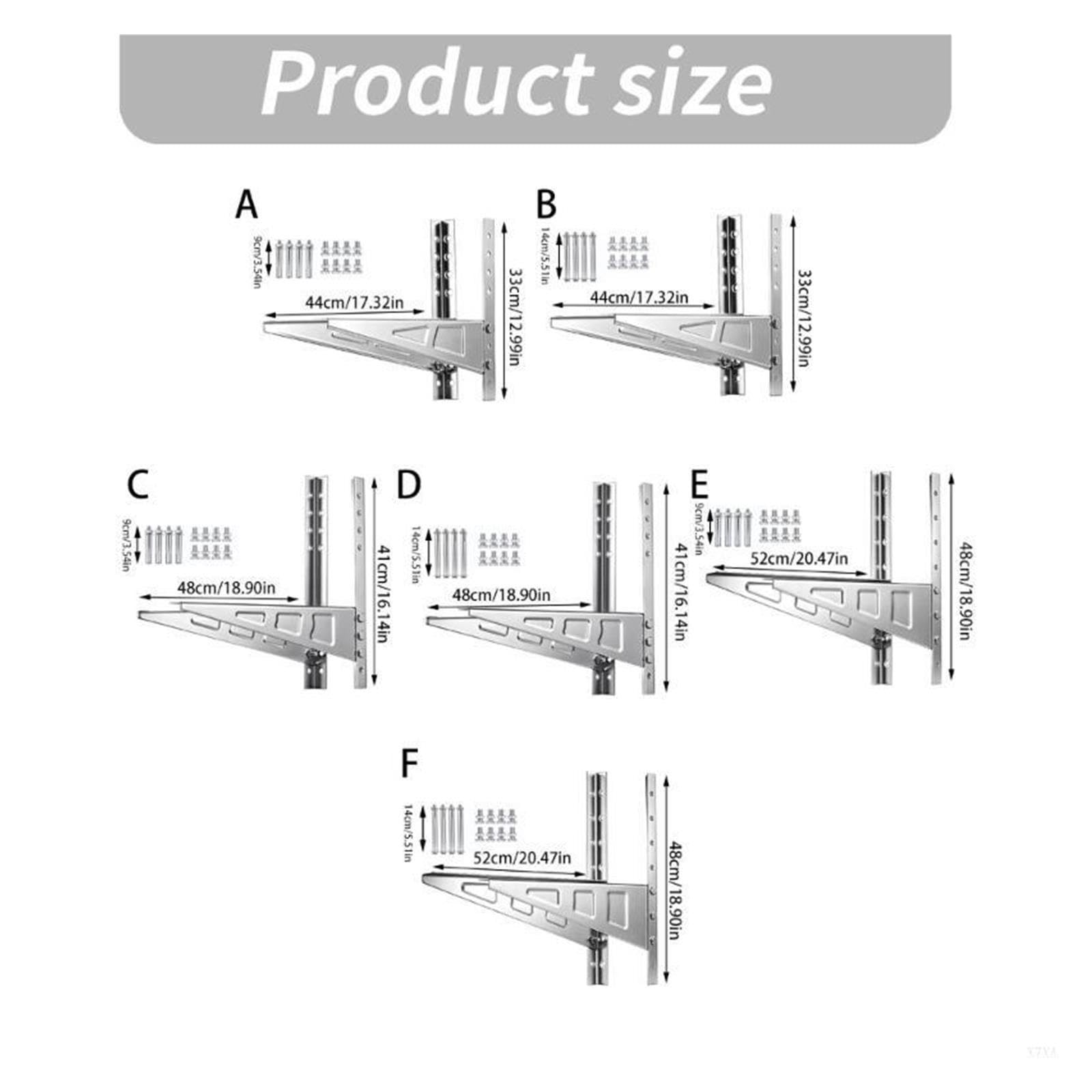 Par de Soportes de Soporte for Unidad Exterior de Aire Acondicionado | Soporte metálico for montaje en pared con diseño triangular reforzado(A)