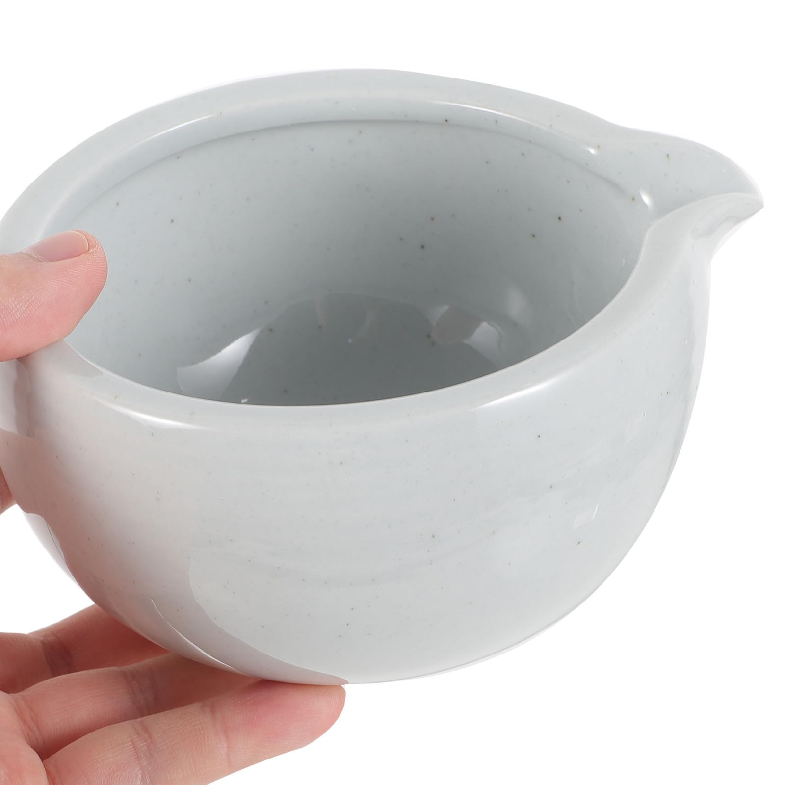 Operitacx Cuenco de Matcha Japonés de Cerámica Blanco con Pico Vertedor y Capacidad de 525ml, Fácil de Usar para Ceremonia del Té en Casa o Casa de Té Tradicional