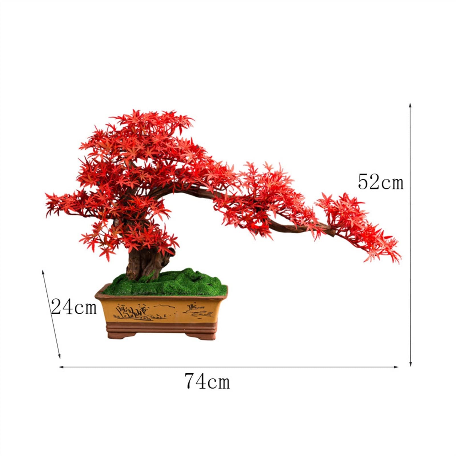 Symulowane rośliny doniczkowe Sztuczne drzewo klonowe Bonsai, doniczkowe japońskie ozdoby Zen Kryte Bonsai Sztuczna dekoracja roślinna na biurko Salon Herbaciarnia, czerwony Dekoracje wnętrz