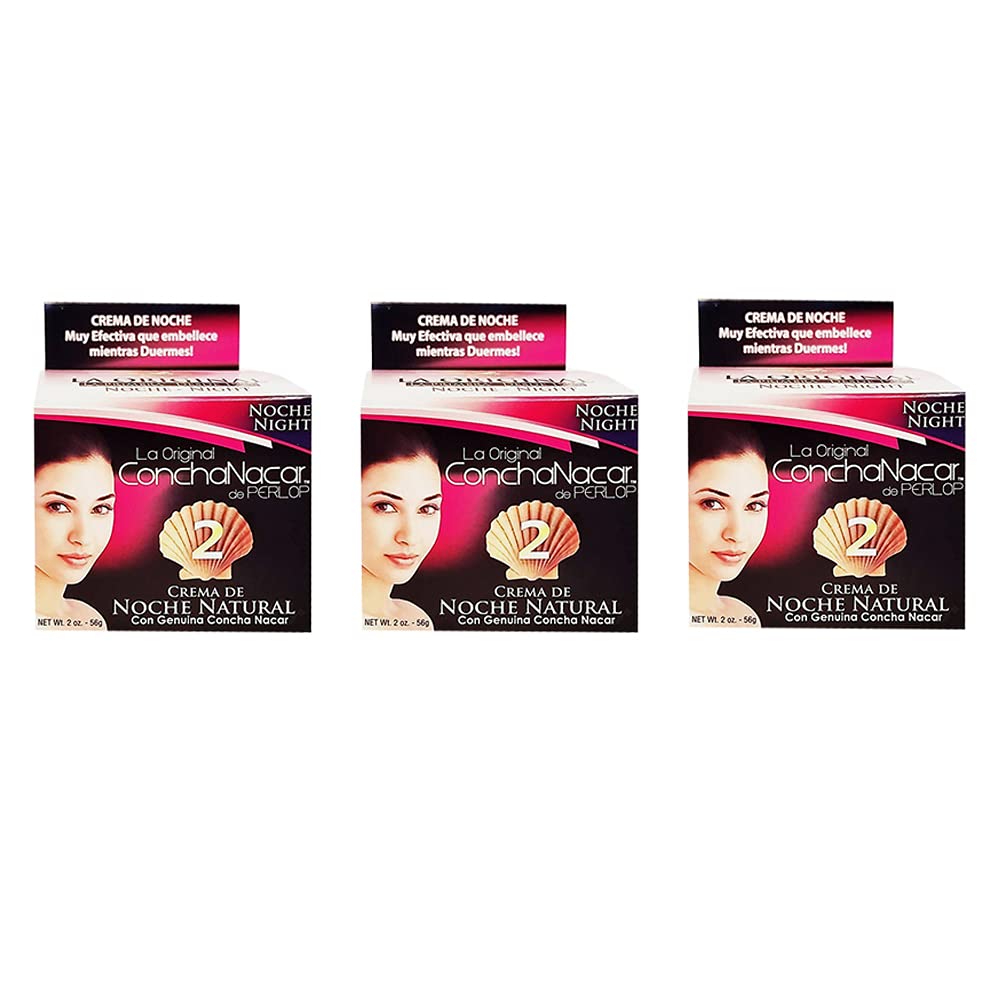 ConchaNacar De Perlop Night Cream #2. Natural Skin Moisturizer and Rejuvenator. Anti-Aging Treatment. 2 oz / 56 g. Pack of 3