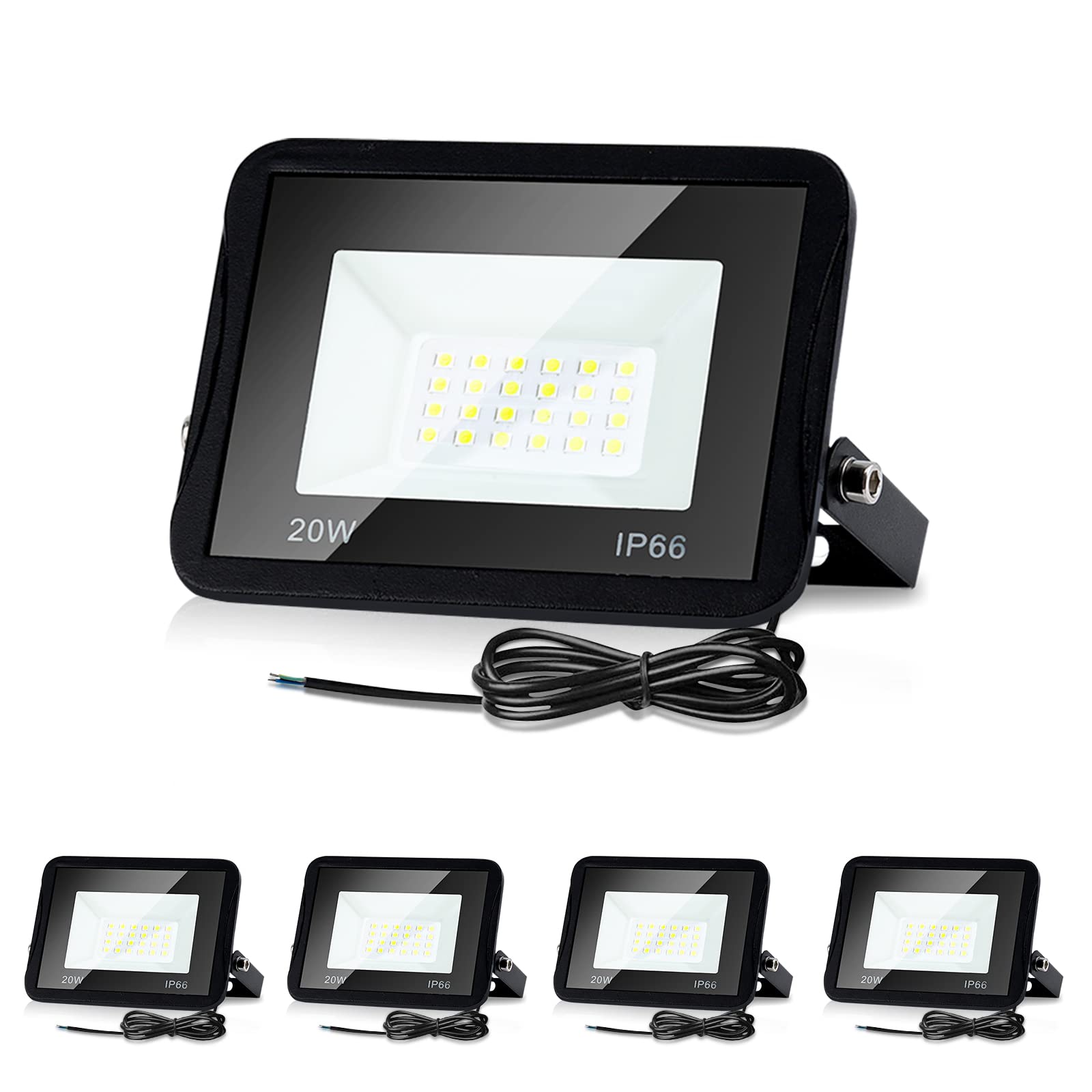 Lospitch 10 reflektory LED na zewnątrz, 20 W 1700 LM super jasny 3000K ciepła biel, oświetlenie zewnętrzne LED reflektor IP66 wodoodporny, do garażu ogrodowego boisko hotelowe [Klasa energetyczna A++]