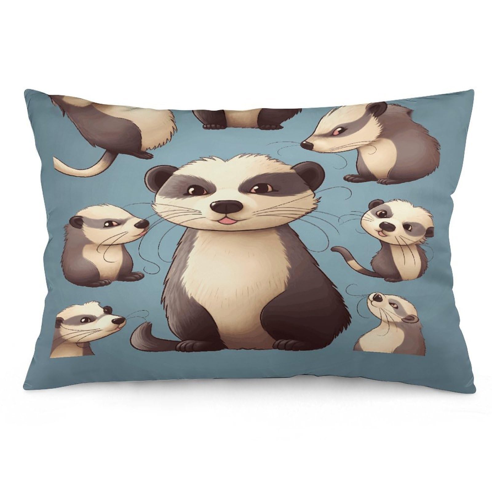 Hairy Ferret Throw Pillow Cover Soft Lumbar Pillow Covers with Zipper Breathable Rectangular Cushion Case Polyester Pillow Case Decorative Body Pillow Cover for Couch Bed