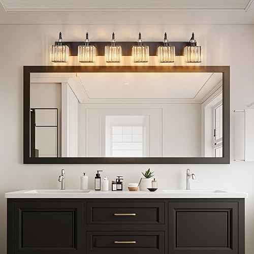 Miniatura 71 de Moderna lámpara de tocador de baño con 3 luces de cristal cromado sobre espejo para aplique de pared de baño Cromado,Oro,Negro Oro,Negro