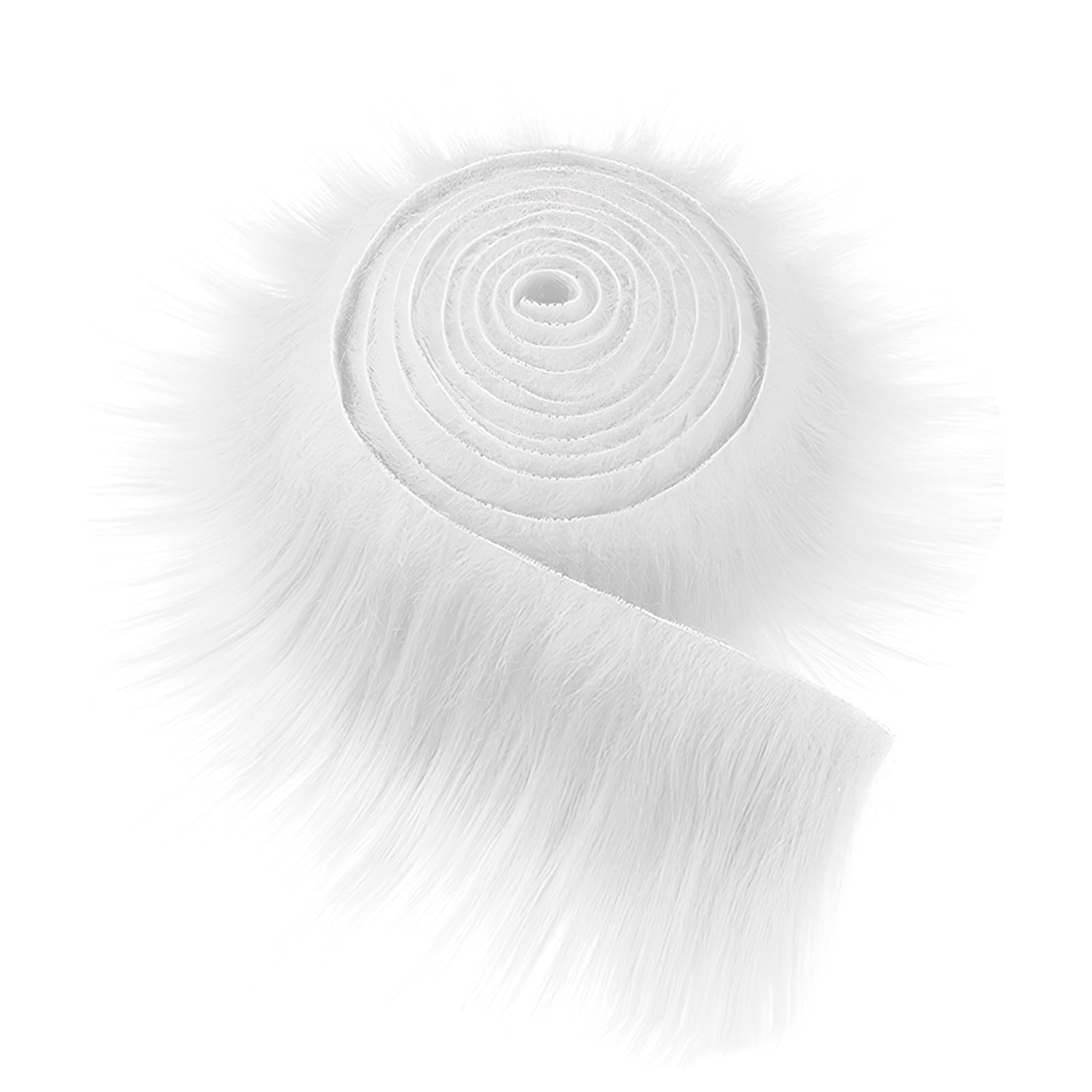 Shaggy Faux Fur, 5×150CM Fluffy Soft Faux Fur Fabric, Faux Fur Fabric Precut Strips for Handmade DIY Role-Playing Costume Decoration Santa Claus Hair and Christmas Tree Decoration (White)