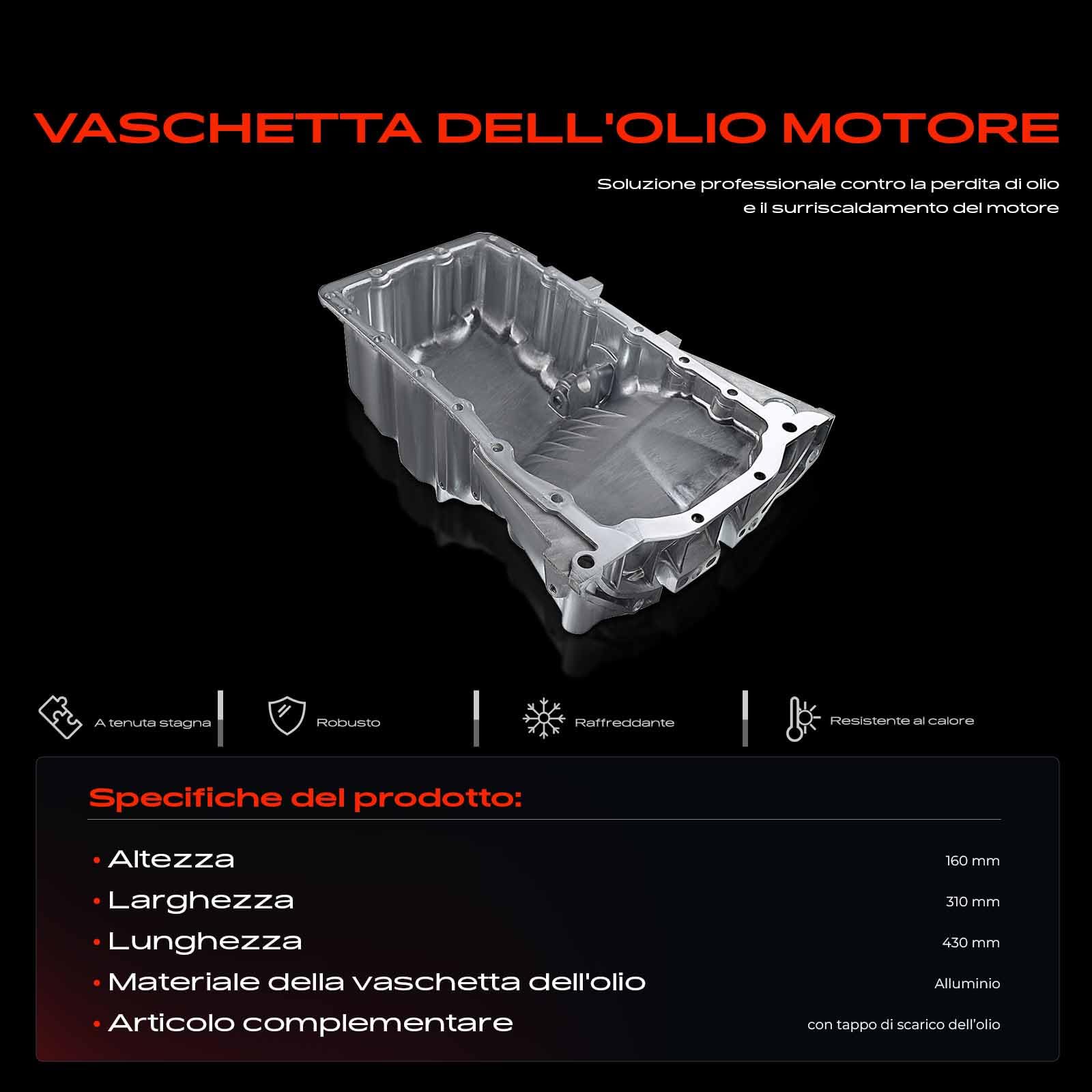 Frankberg Coppa dell'olio coppa dell'olio motore benzina 06B103601CD | Compatibile con A4 8EC, Exeo 3R2, A4 Cabriolet 8H7, Exeo ST 3R5, A4 Avant 8ED, A4 8E2, A4 Cabriolet 8HE, A4 Avant 8E5