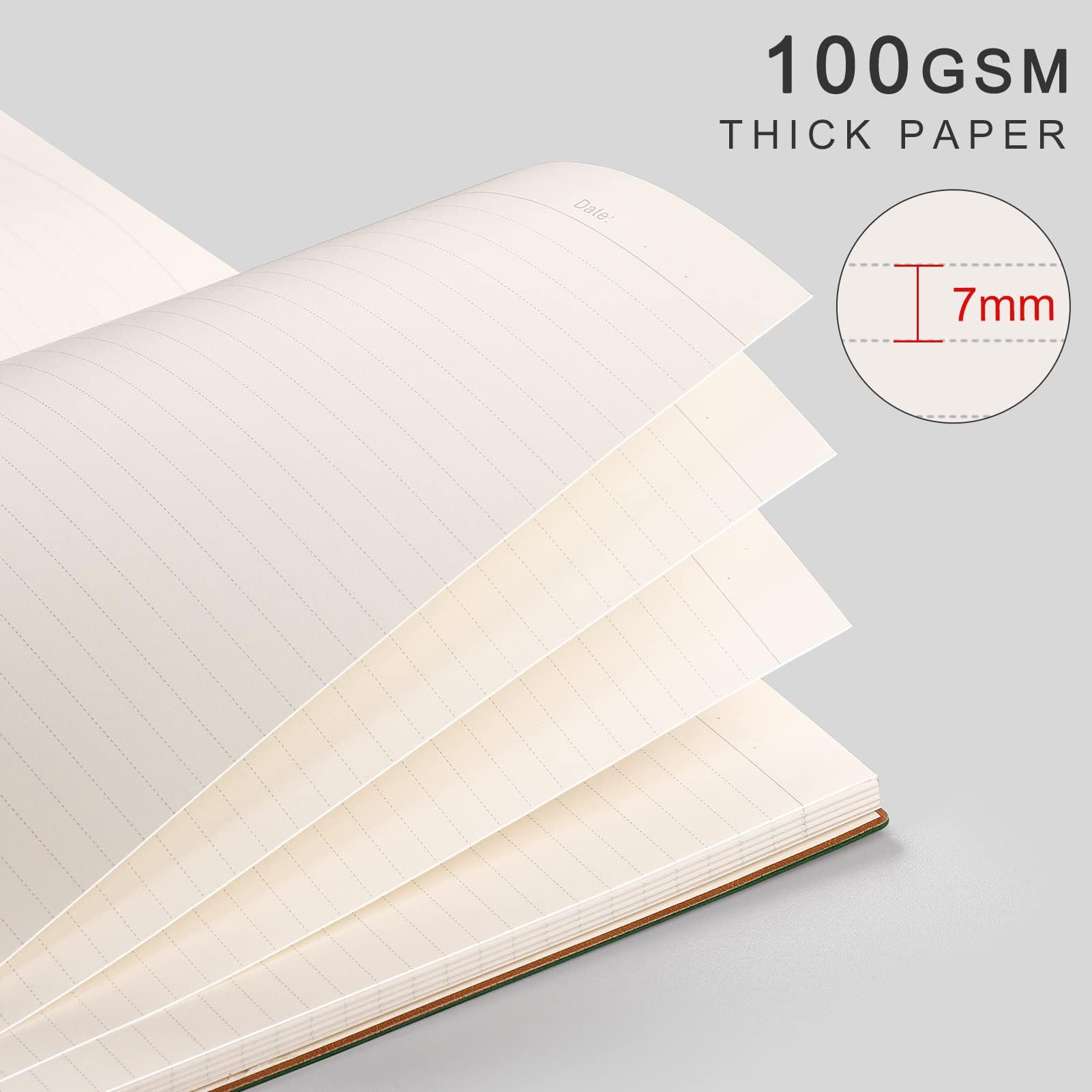 AHGXG College-Notizbuch, liniert, 320 Seiten, großes Tagebuch A4 (21,6 x 27,9 cm) | Dick liniertes Notizbuch für Notizen, 100 g/m² Papier, Leder-Softcover, für Damen und Herren, Grün