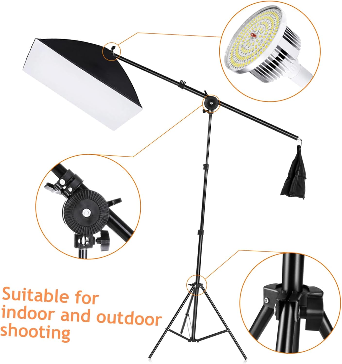 1Set Softbox Lighting Kit with Stand Dual Color Temperature Bulb Remote Control for Portrait and Product Photography Complete with Carrying Bag