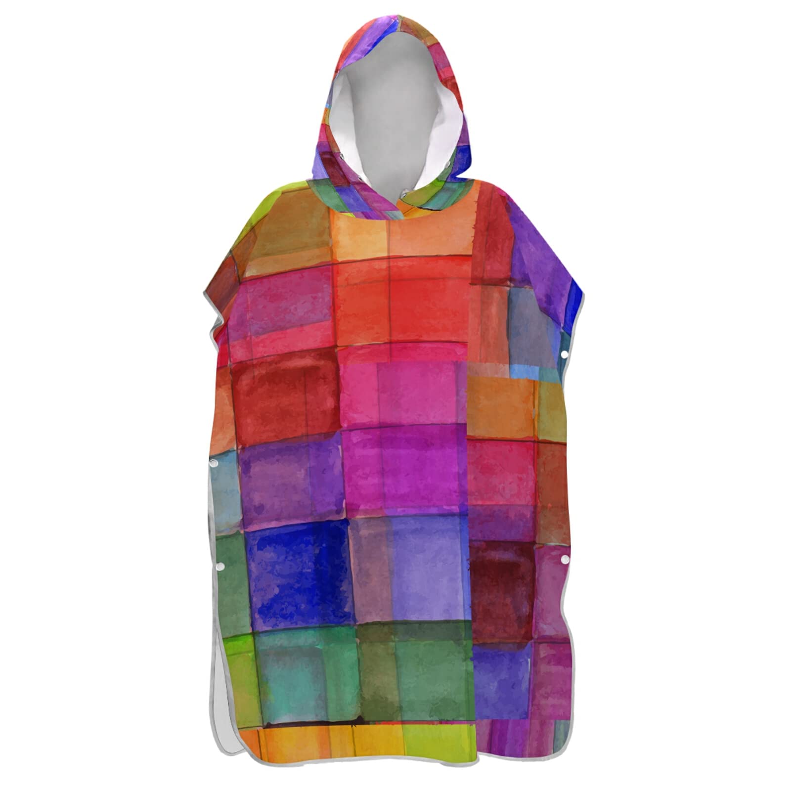 Poncho de surf à carreaux avec capuche et poche - Séchage rapide - En microfibre - Pour le bain, la plage, l'extérieur