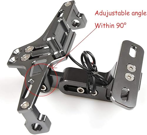 Miniatura 5 de Eliminador de guardabarros de motocicleta Soporte de matrícula Soporte trasero con luz LED para Kawasaki Yamaha Suzuki Ducati (negro)