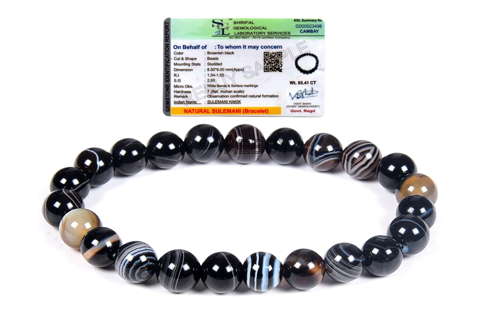 Sulemani Hakik Stone Bracelet Stone Bracelet for Men and Women For Crystal Healing and Reiki Healing Stones Bead 8 mm