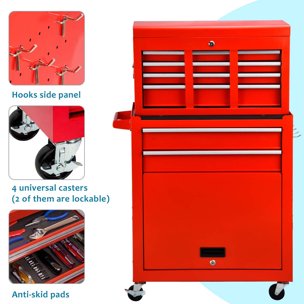 Buy 8Drawer Rolling Tool Box Tool Chest with 4 Wheels High Capacity