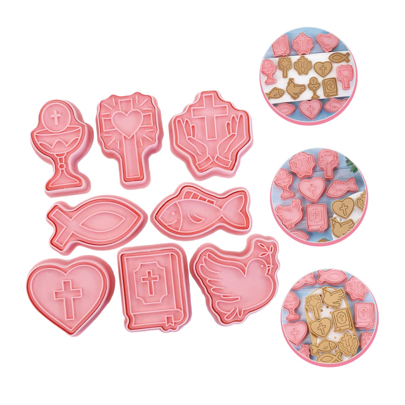 Amosfun 5 Ensembles Moule Accessoires De Pâtisserie Pour Biscuits Emporte-pièces Pour Fondants Scone Outil De Cuisson De Pâques Fournitures De Pâtisserie Nourriture Pp Rose 8 Pièces * 5